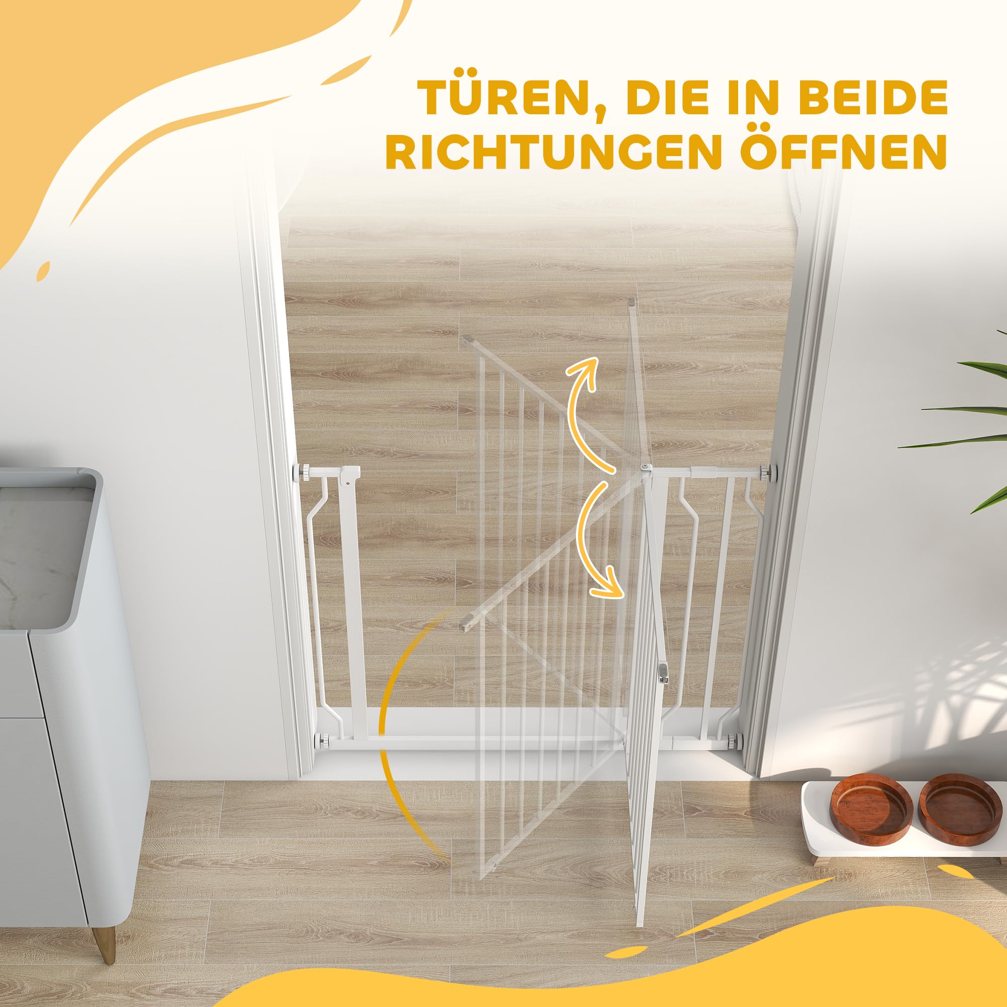 PawHut Türschutzgitter mit 10 cm Verlängerung für 75-95 cm Weiß