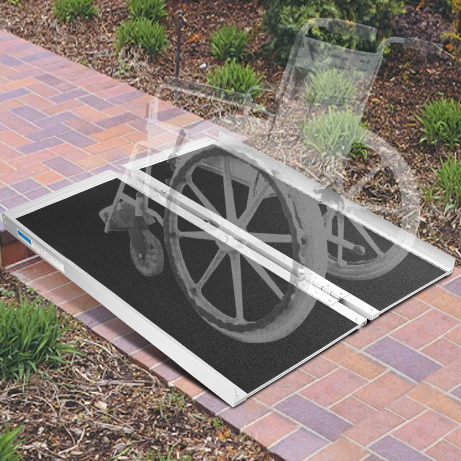 Upgraded Non Skid 4 FT Wheelchair Ramp Strong Sturdy Aluminum Portable Wheelchair Ramp with Skidproof Surface Innovative Wide Threshold Ramp for Wheel Chairs, Scooters & More | 48 x 31 Inches