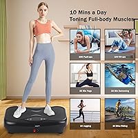 Vista 3 de Whole Body Vibration Plate Exercise Machine – Power Vibrating Plate for Lymphatic Drainage Weight Loss, Shake Plate Exercise Platform with Touch