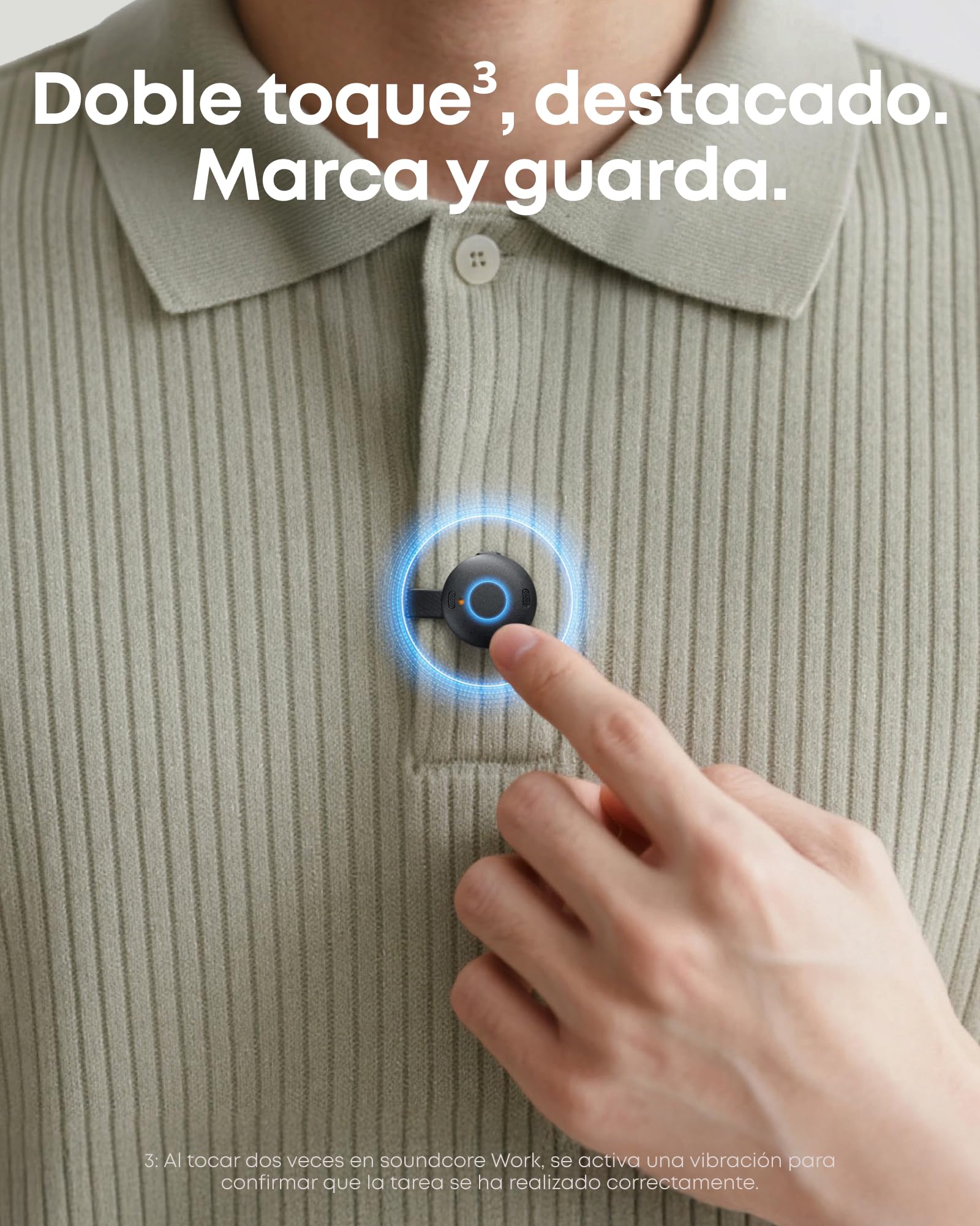 Soundcore Work de Anker, Grabadora de Voz Portátil con Toma de Notas, Transcripción y Resumen de Reuniones con IA, Certificación MFi, Protección de la Privacidad, 8GB, USB-C
