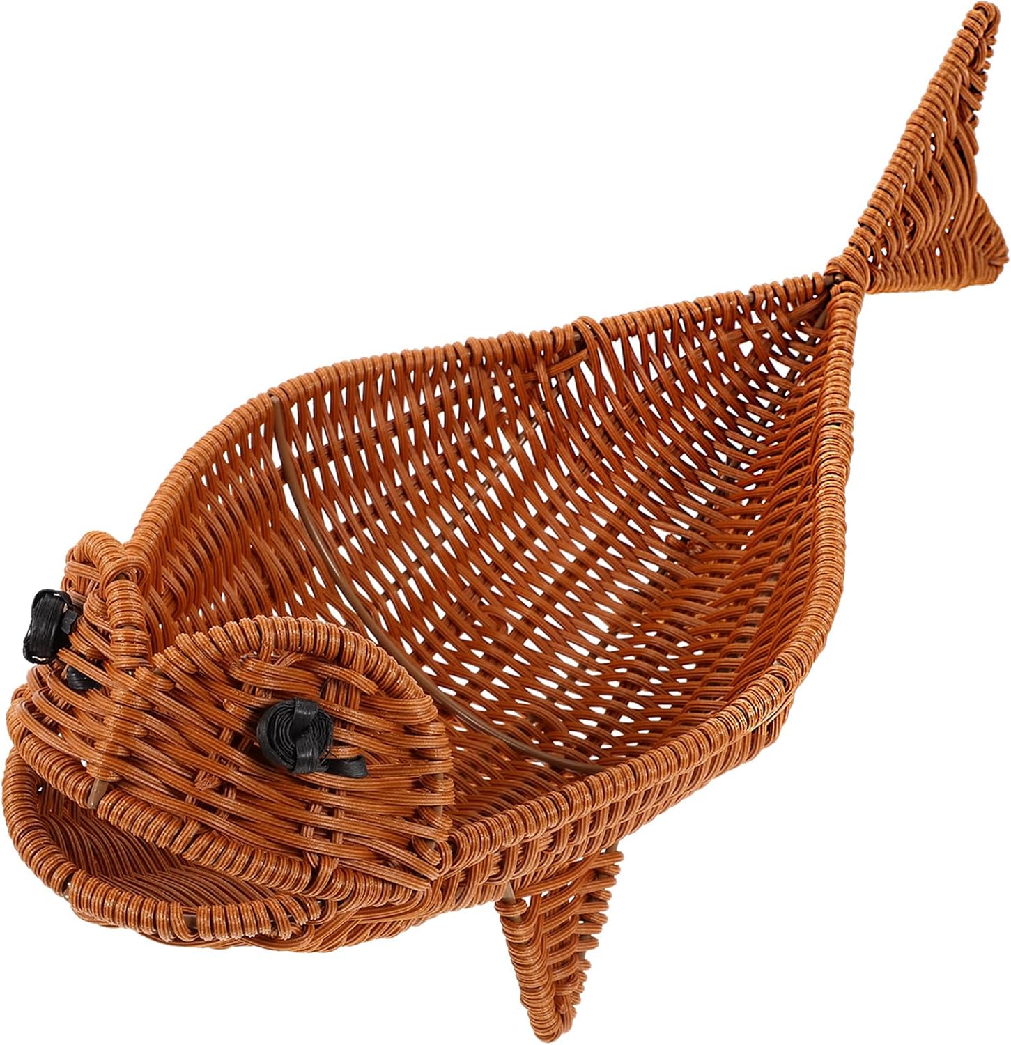 Fish Shape Woven Fruit Basket Imitation Rattan Storage Tray