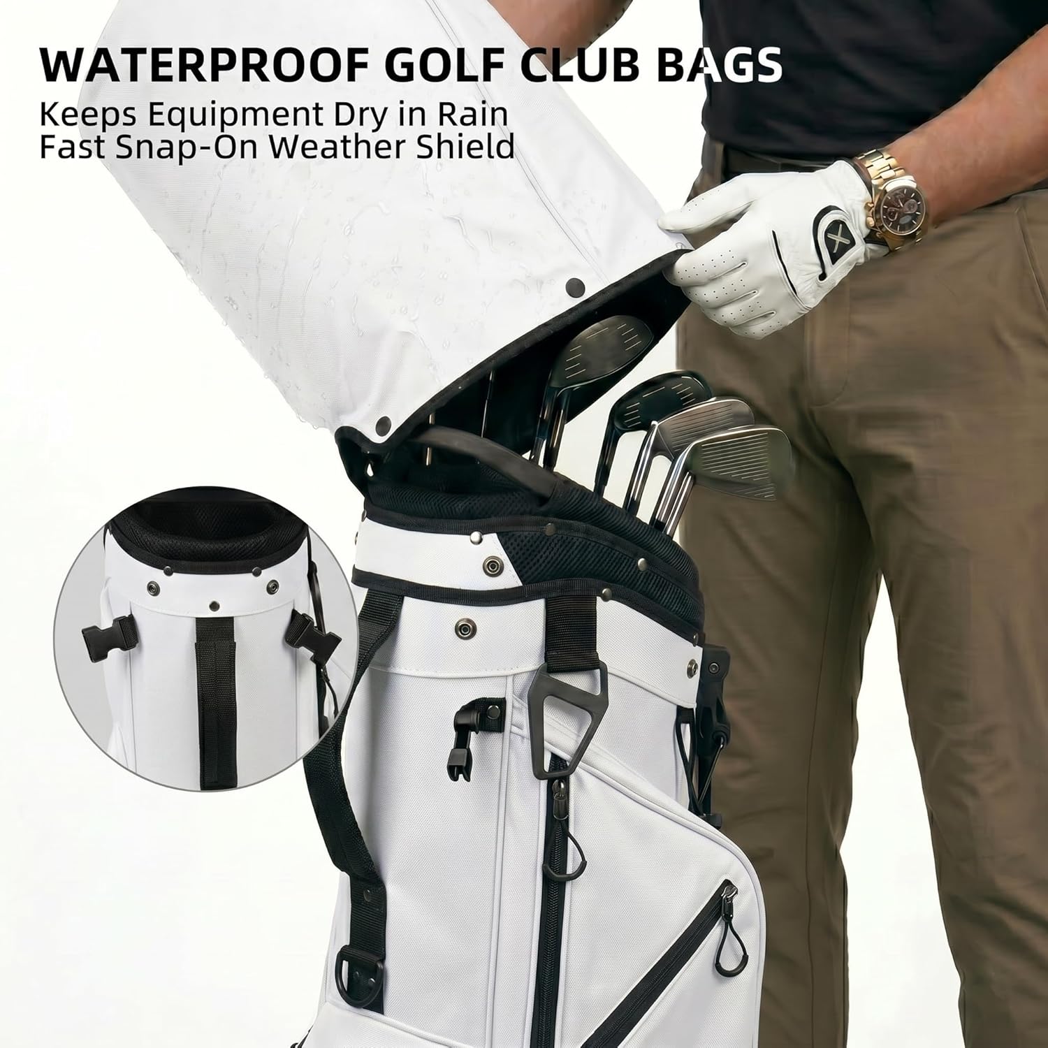 XDriveMax Golf Stand Bag, Lightweight 8-Way & 5-Way Top Dividers Golf Bag with Stand, Includes Insulated Cooler Pocket, Dual Strap & Rain Cover