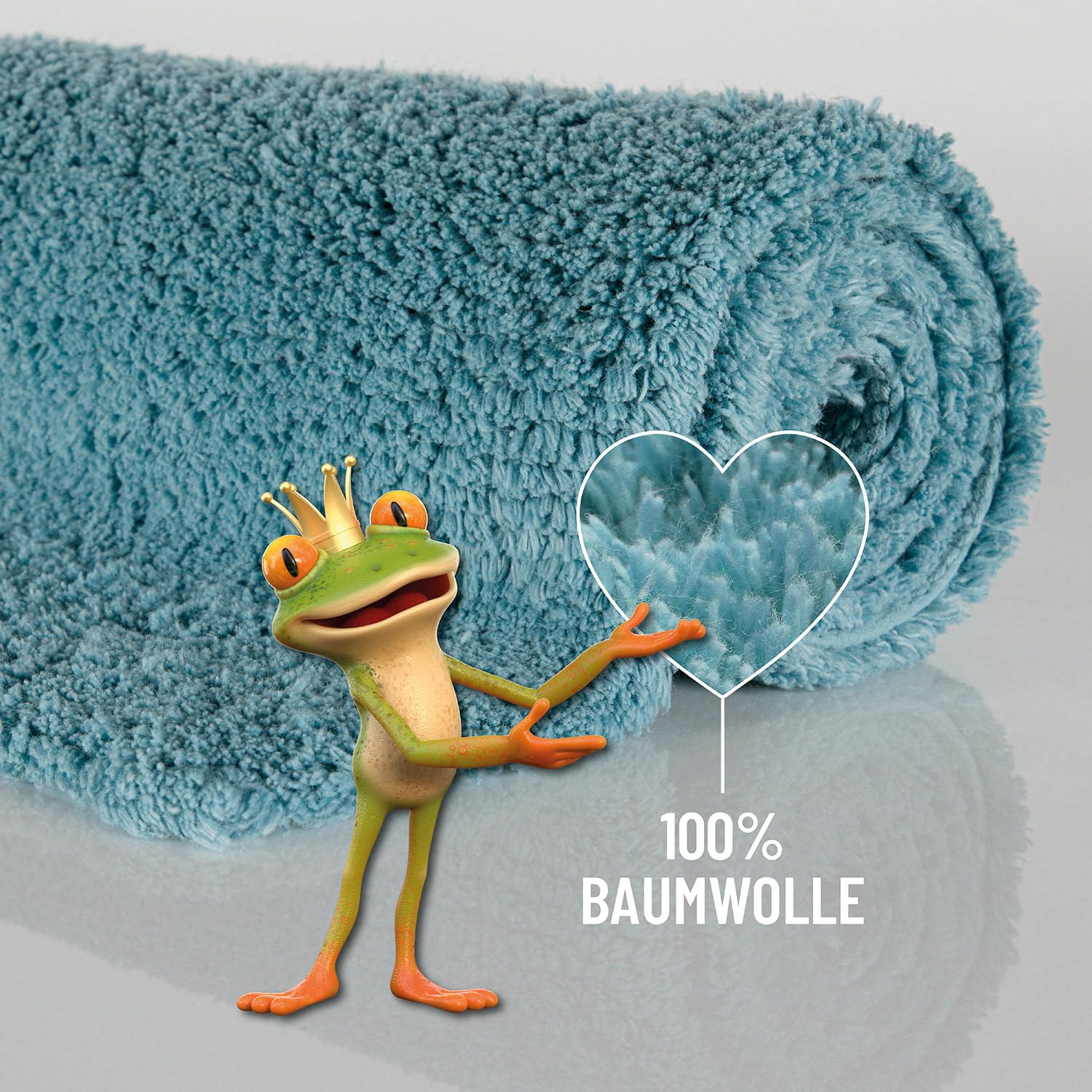 Wecon Home Basics - Tappeto da bagno Erik, morbido tappeto in cotone tuffo, antiscivolo e lavabile, con pelo morbido e effetto trasparente (80 cm, rotondo, fumo, blu)