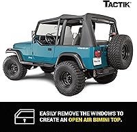 Vista 6 de TACTIK Fabric Only Replacement Soft Top - Fits Jeep Wrangler 1988-1995 YJ - Custom-Fit Fabric Roof with Removable Side and Back Window