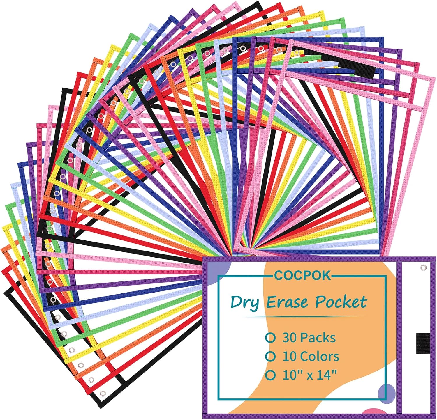 COCPOK Dry Erase Pockets,30 Pack Reusable Dry Erase Pocket