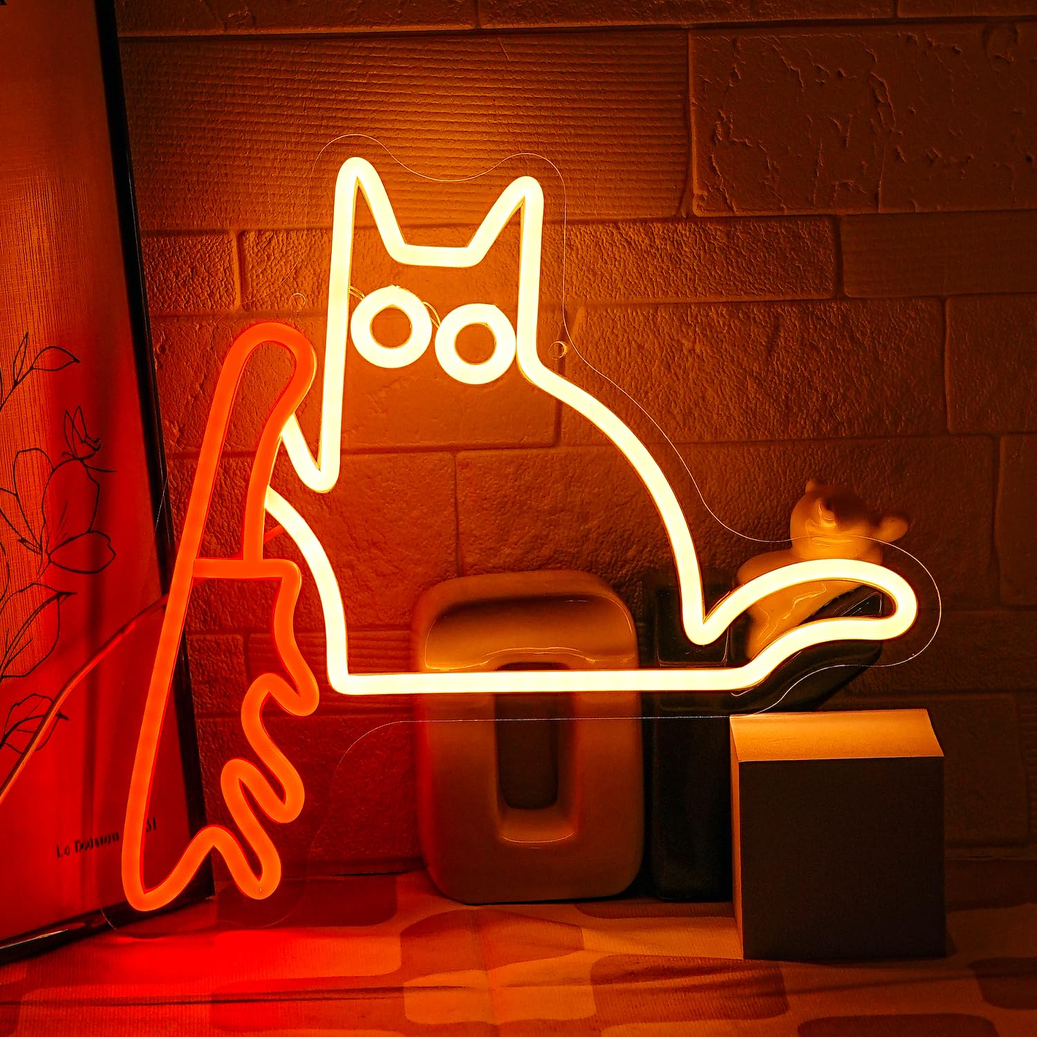Katze mit Messer Neon Schild für Wanddekoration Lustige Katze Neon Licht Cat Neon Licht LED Katze für Nette Katze Home Wand Dekor Kid Room Schlafzimmer Haustier Shop