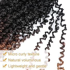 Aksice 10 Inch 8 Packs Yanky Twist Crochet Hair for Women Pre-looped Mini Twist Hair Bohemian Passion Twist Crochet Hair Boho Crochet Synthetic Hair (1B/4/30)