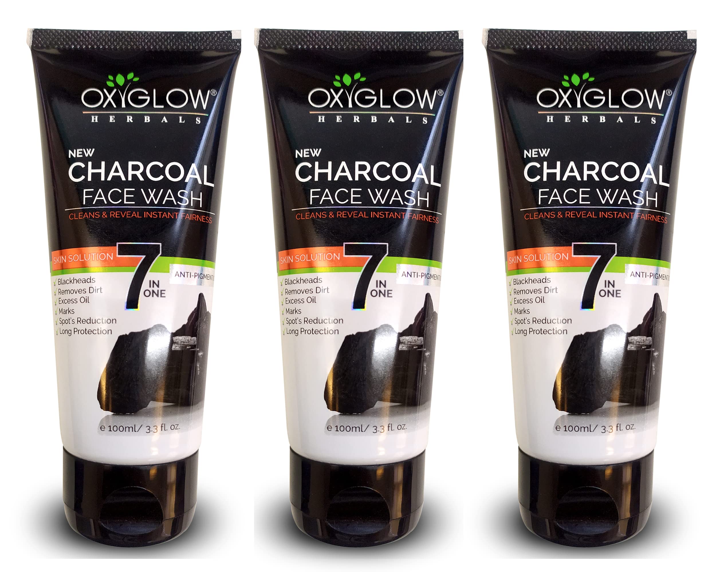 OxyGlow Herbals 7 in one Charcoal Face Wash-100g| Deep Exofilation| Removes Blackheads & Whiteheads| Pore Cleansing Face wash|Spots Reduction|Nature Charcoal|Dark Spots & Marks Removal|Remove Excess Oil|Remove Dirt|All Skin Type|Long Protection|Clean & Healthy Skin Pack of 3-image-44