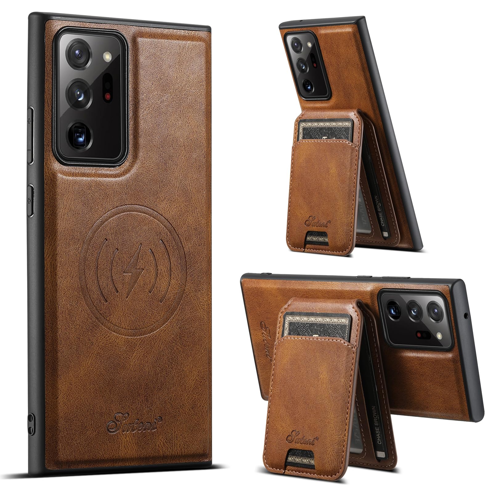 Étui portefeuille en cuir premium marron pour Samsung Note 20 5G PASNEW - 8