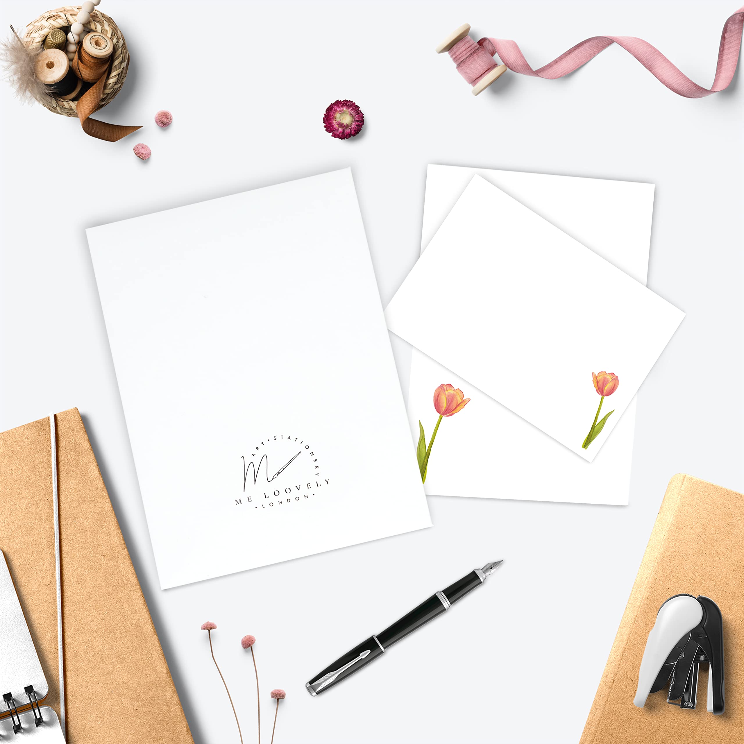 Me Loovely Tulip Letter Writing Paper and Envelopes Set Stationery Supplies for School Home & Office, cream, 10 - WITH Gift Envelope - Image 3