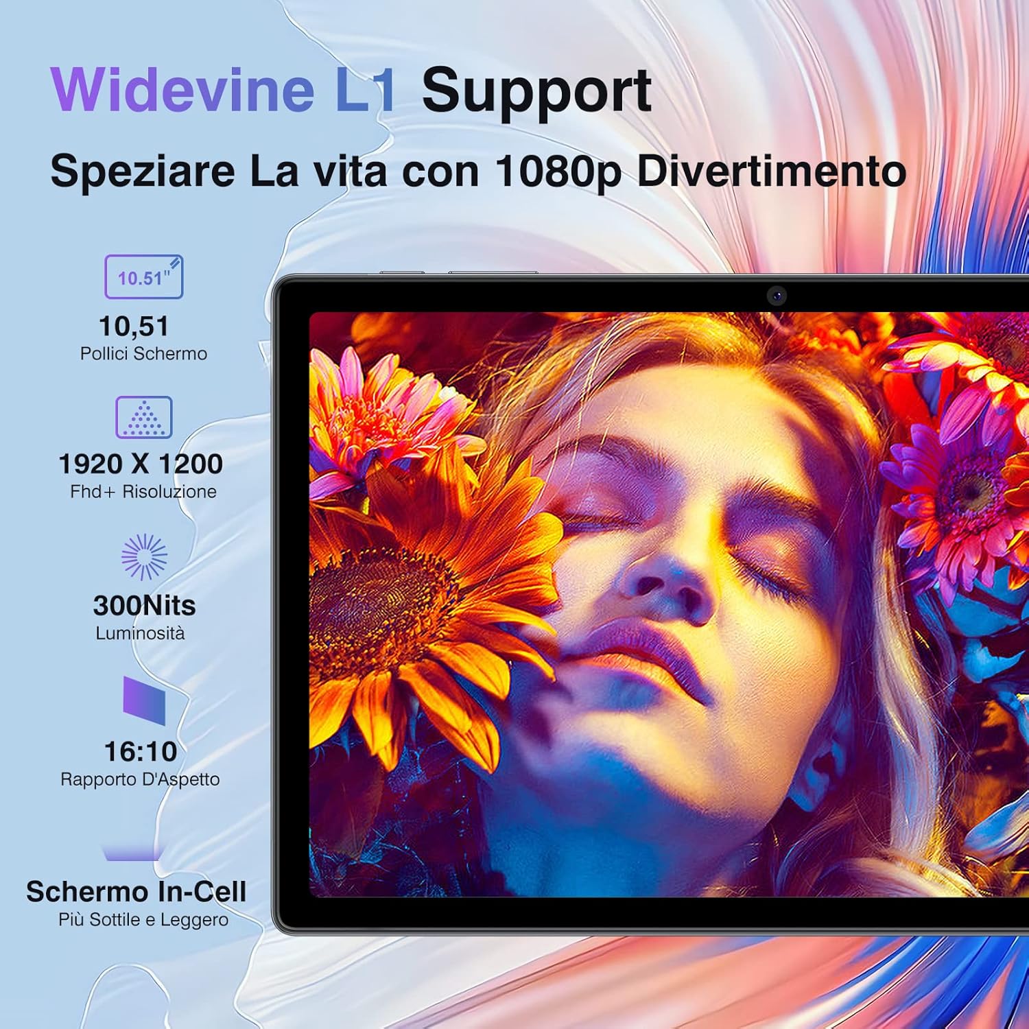 Blackview Tab 15 Pro Android 12 Tablet 10,5 Pollici 8GB+256GB (TF 1TB),Widevine L1,8280mAh,5G WiFi+4G LTE,Octa-Core,13MP+8MP,1920 * 1200 FHD+,4 Speaker,Dual SIM/OTG/3,5mm Headphone Jack/GPS/BT5