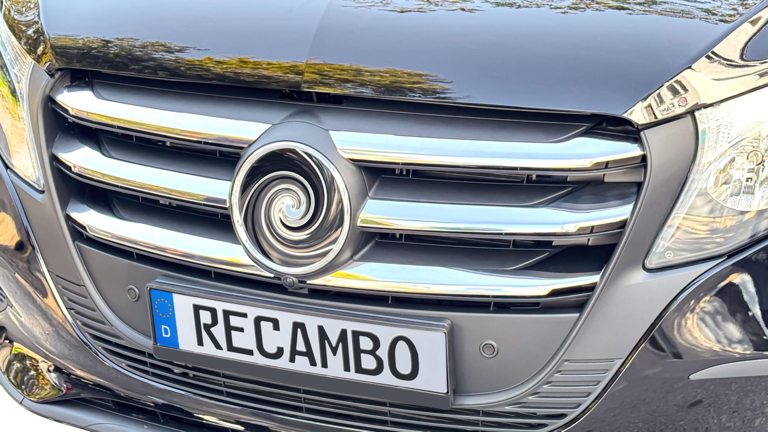 RECAMBO Marco de acero inoxidable para parrilla frontal, moldura cromada brillante para acabado óptico, integración de vehículos a medida, apto para Mercedes Vito Clase V | W447 | MOPF a partir de