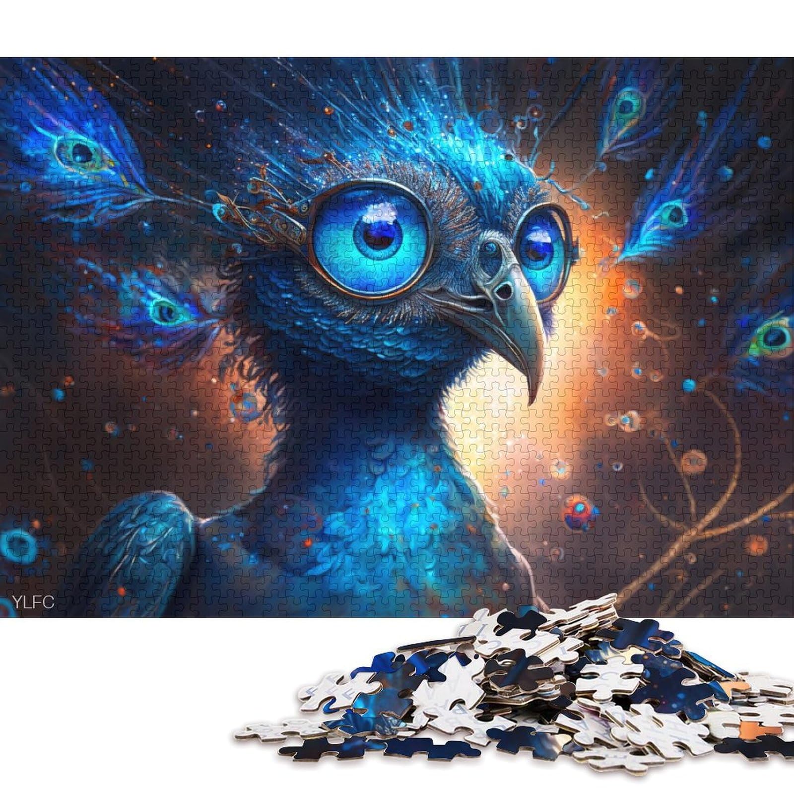Jigsaw Puzzles Magical Peacock Warrior Adult Jigsaw Puzzle 1000 Pieces Cardboard Puzzle for Adults Kids 12+ Great Gift for Adults 38 * 26cm/1000pcs