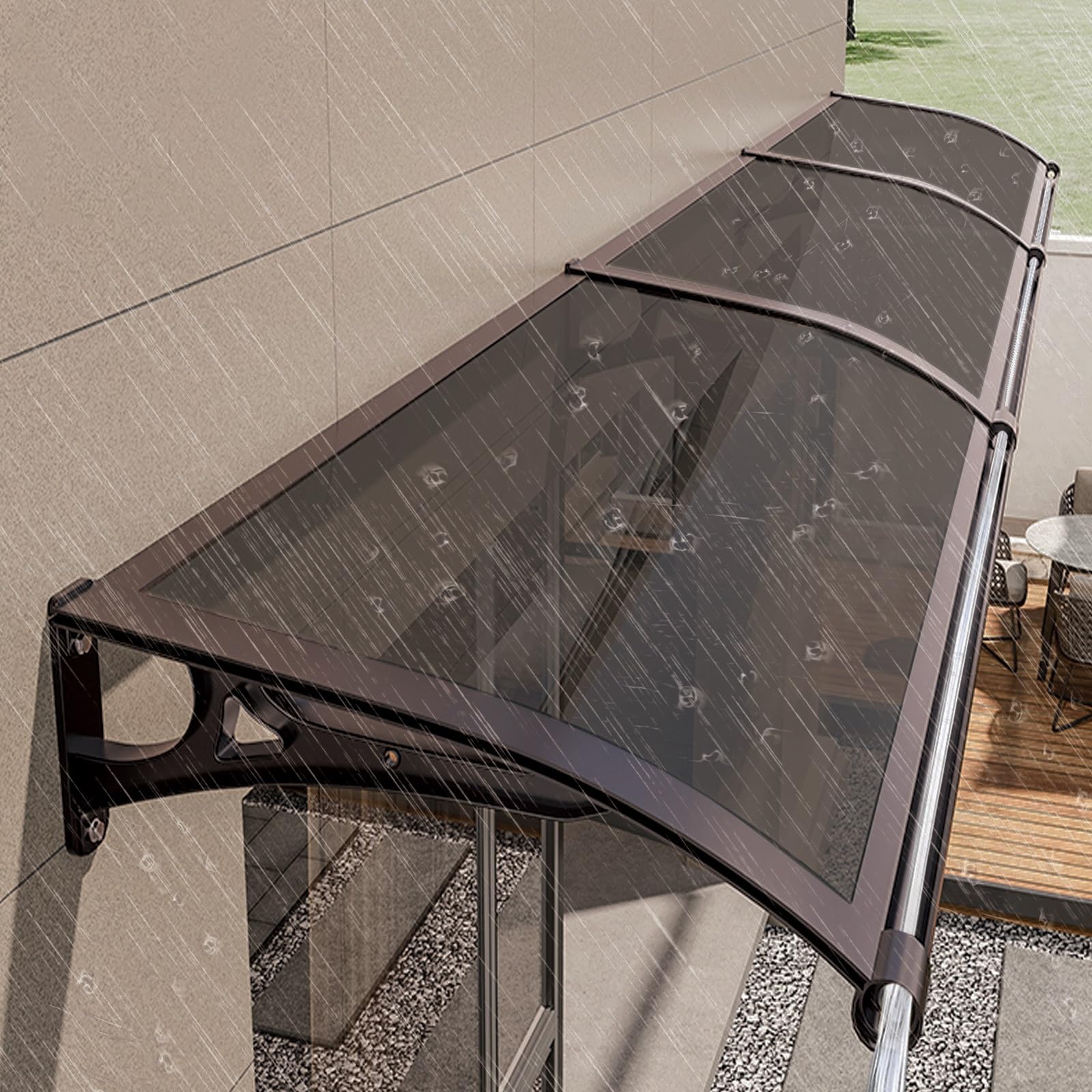 Exterior modern overhang awning for windows,front door awnings,awning for door entrance with Aluminum Bracket,polycarbonate awning & canopies,with rain gutters,rain snow UV Protection. ( Size : L80*W1