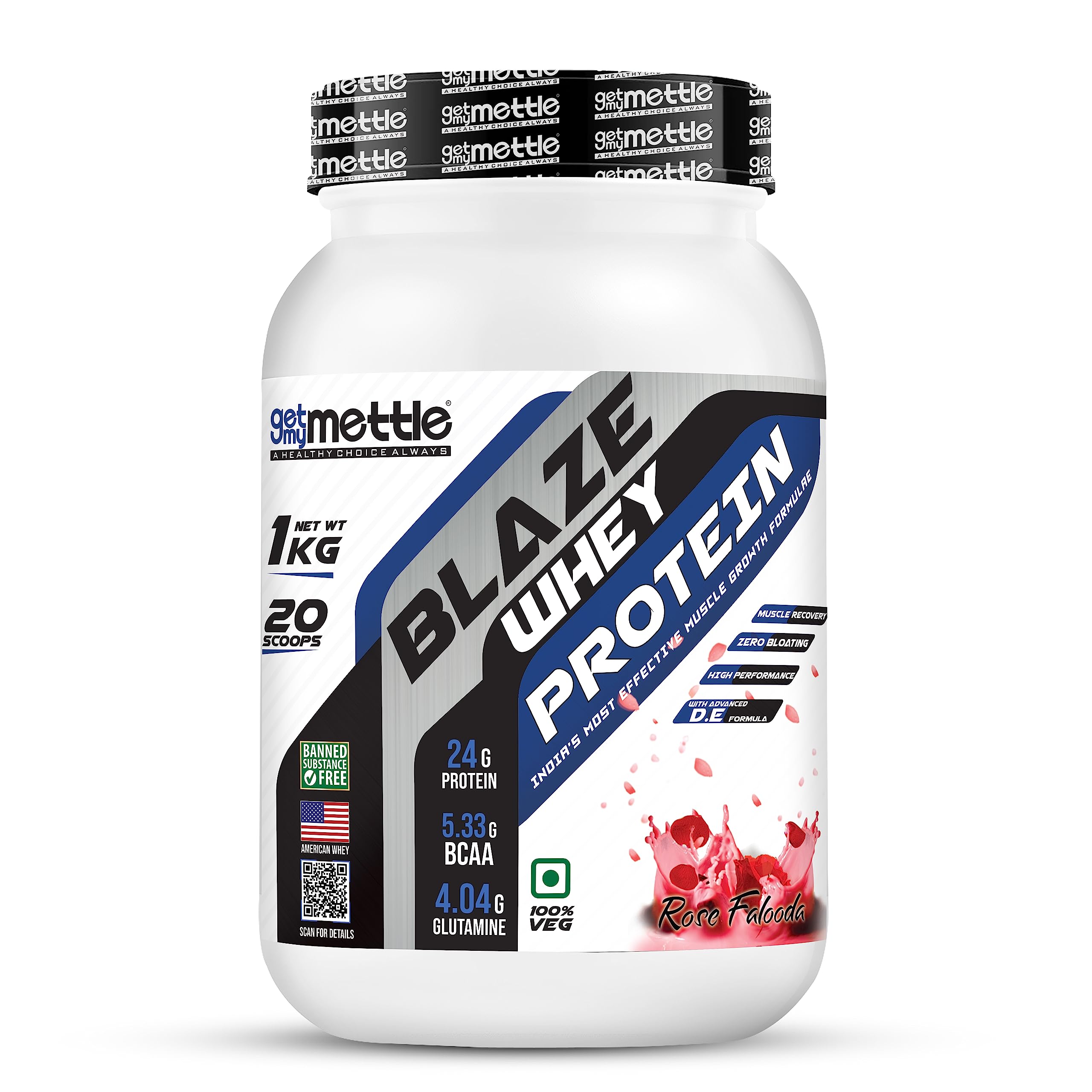 Getmymettle Blaze Whey Protein | 24g Protein | 10.66g BCAA | 8.09g Glutamine | 100% Natural Whey, Lean Muscle Growth, Muscle Recovery| Whey Protein (Rose Falooda, 1kg) (B0CCDDMSNR) Amazon Price History, Amazon Price Tracker