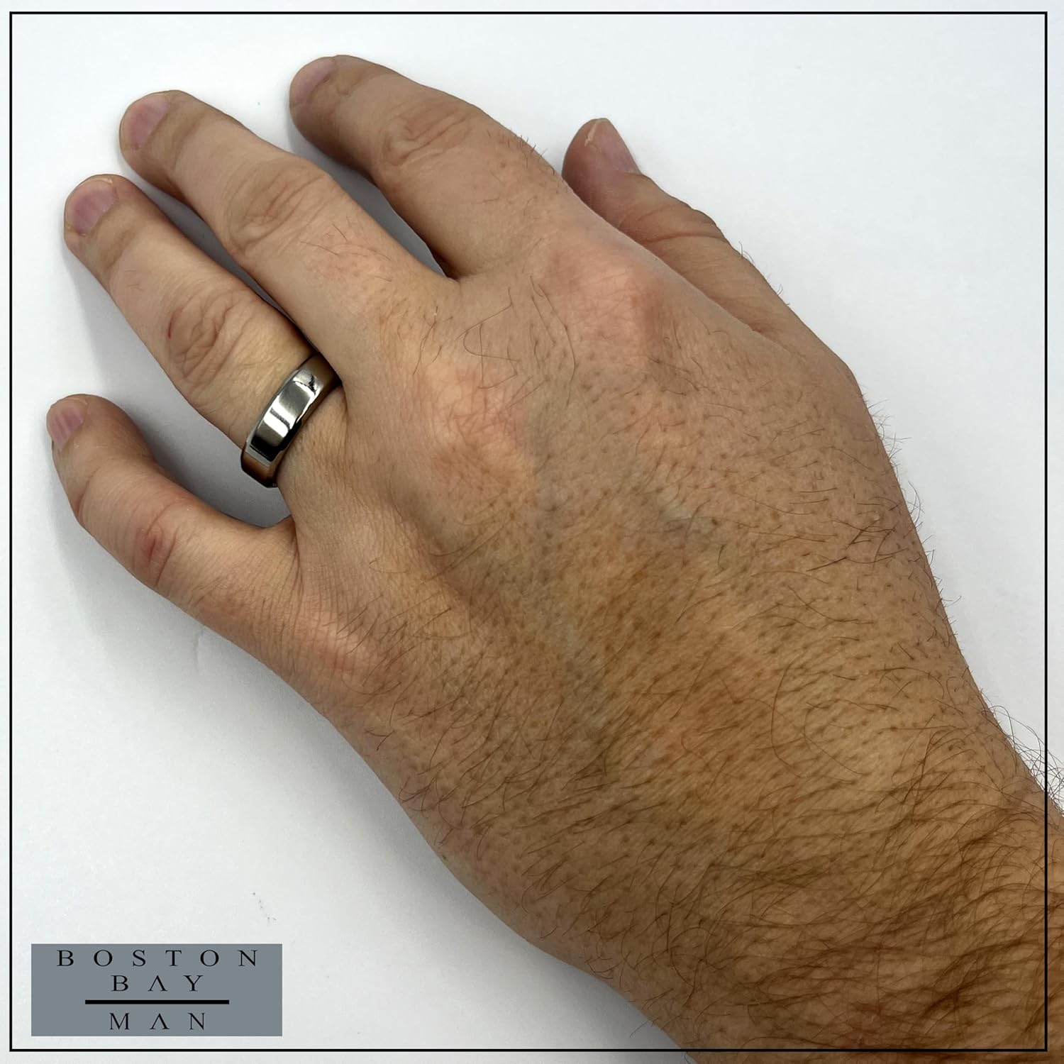 Boston Bay Diamonds Silver Titanium Unisex Comfort Fit Mens Wedding Band or Fashion Ring - 6mm - Choice of Style