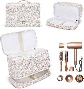 Hair Tools Travel Bag for Women Quilted Travel Bag Compatible with Dyson Airwrap,Large Capacity Travel Case for Shark Flexstyle Hair Tools Organizer