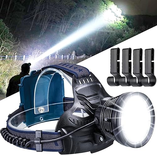 Faros delanteros recargables para adultos de alto lumen súper brillante, lámpara de cabeza impermeable, 4 modos con luz de advertencia trasera, para