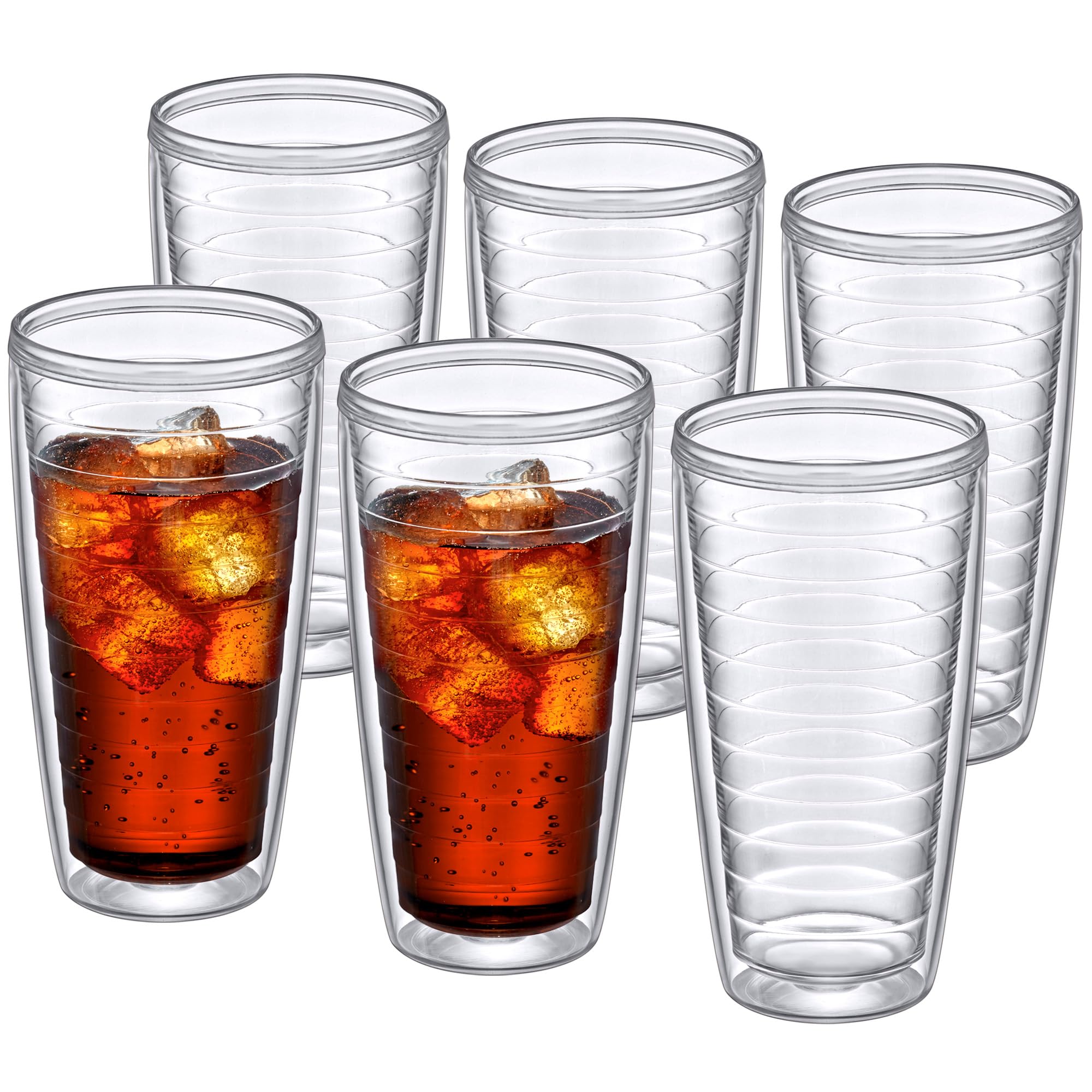 Amazing Abby - Alaska Isolierte Kunststoff-Trinkgläser, doppelwandige Kunststoff-Trinkgläser, transparent, wiederverwendbar, BPA-frei, bruchsicher, spülmaschinenfest, 680 ml, 6 Stück