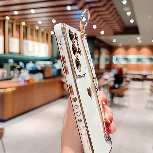 Miniatura 9 de DEFBSC Funda compatible con Samsung Galaxy S22 Ultra, funda de corazón con borde galvanizado, protección completa de la cámara, esquinas reforzadas