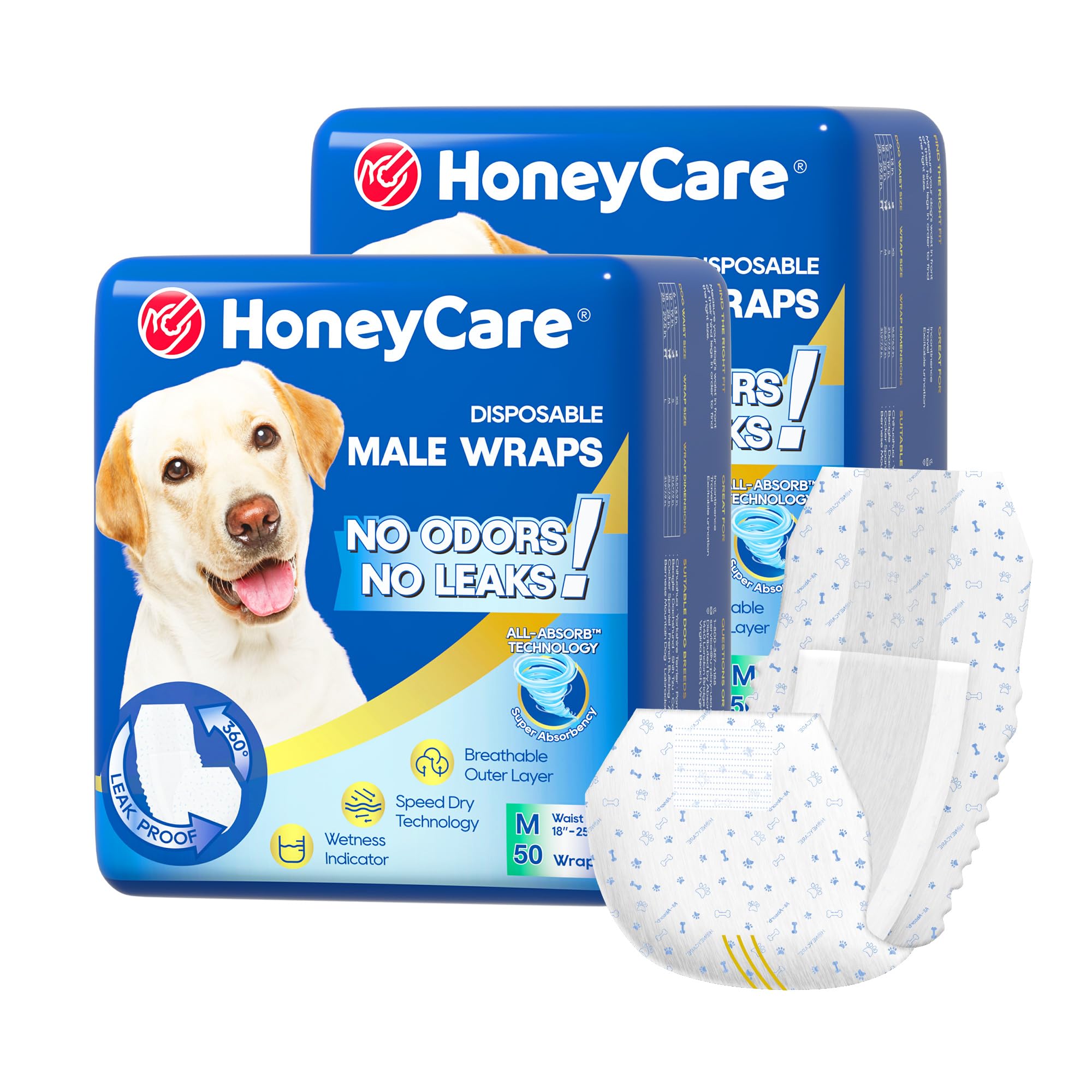 HoneyCare ハニーケア 犬 おむつ 男の子用マナーおむつ おしっこ用 ペット用 高吸収性 柄付き (4, M)