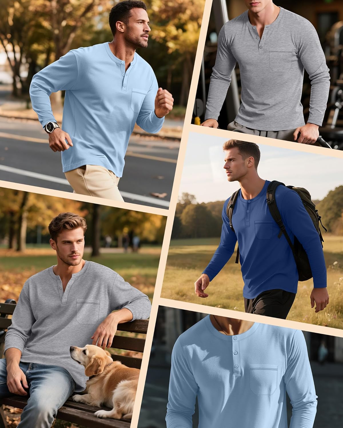 Riyiper 3 Pack Men's Big and Tall Henley T-Shirts Cotton Long Sleeve Pocket Tee Shirts Loose Casual 3-Button Basic Tops L-5XL - Image 5