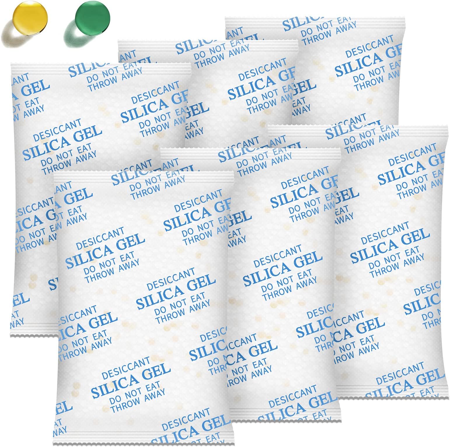 Moisture Absorbers – 100 Gram 16 Packs Silica Gel Packets Food Grade Silica Packets with Color Indicating, Premium Desiccant Packs for Food, Electronics, Closet, Jewelry and Safe Storage