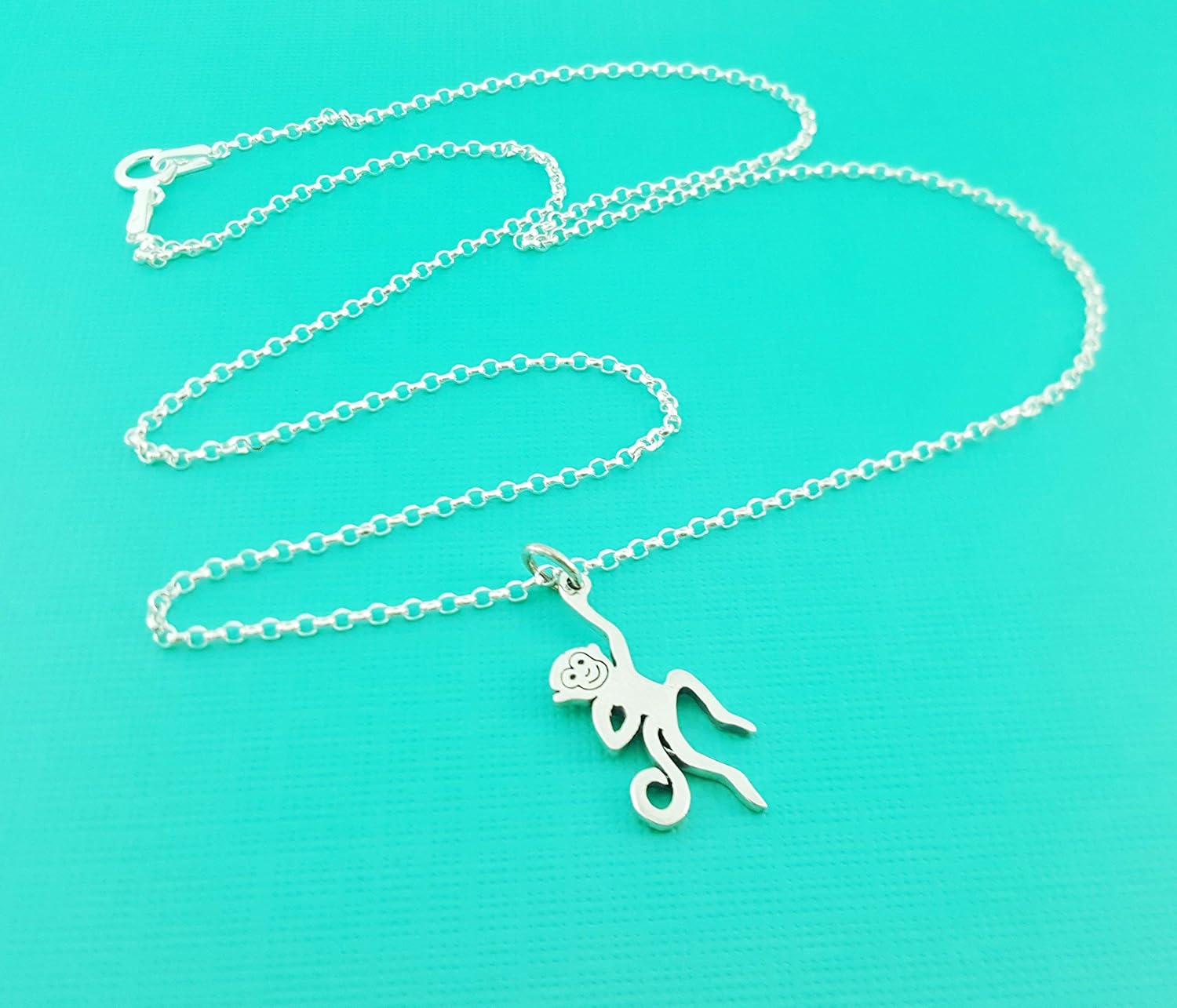 Sterling Silver Monkey Necklace – Handmade Animal Jewelry, Dainty Charm Gift for Her - Image 3