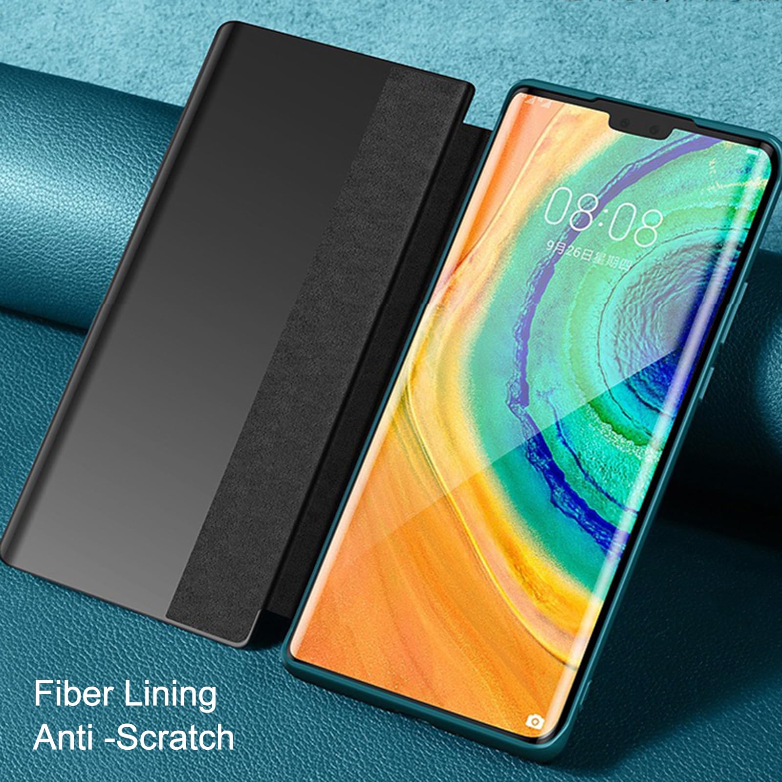 Etui z klapką do Samsung Galaxy S25 Ultra/S25 Plus/S25, wizualne okno skóra styl biznesowy etui folio osłona podszewka z włókna odpornego na zarysowania, czerwone, S25