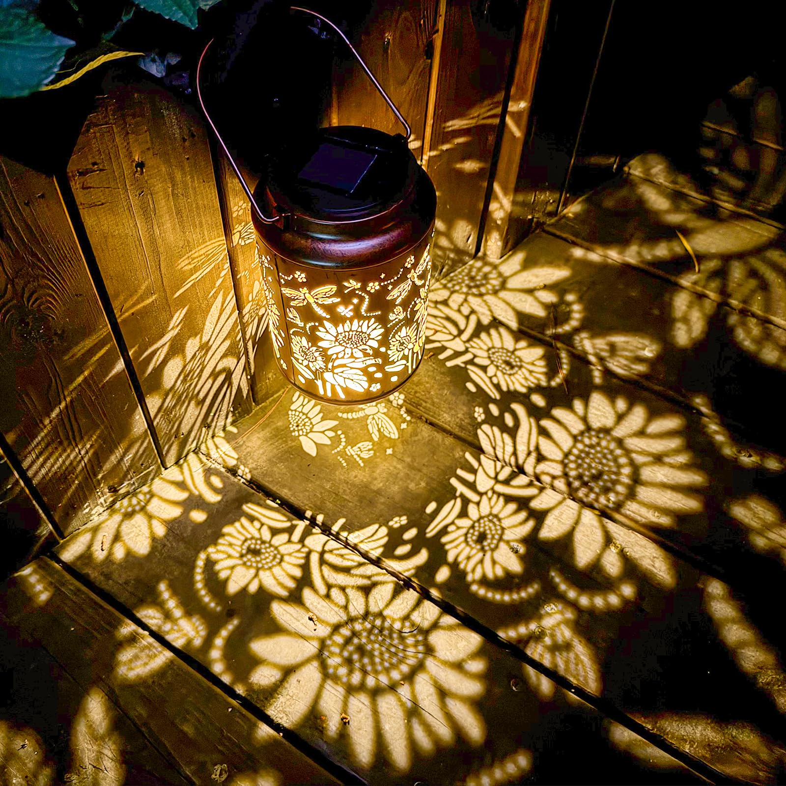 Sonnenblumen Solarlampen für Außen, wasserfeste Metall-Hängelichter für Garten, Terrasse - Perfekte Geburtstags- und Gartengeschenke für Frauen, Mütter & Großmütter