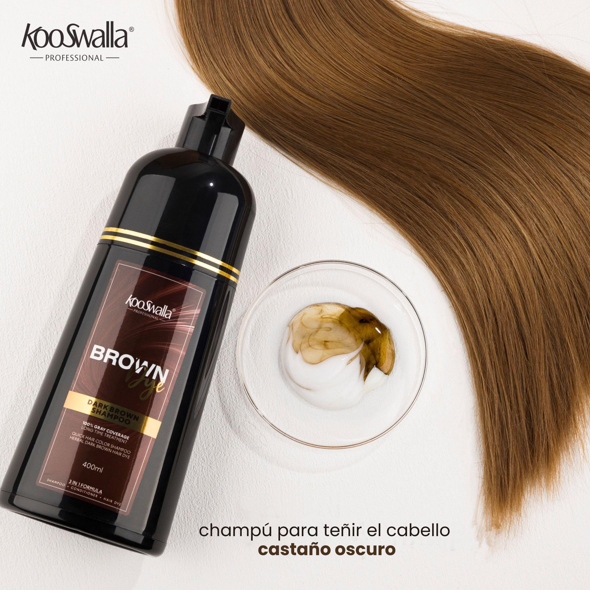 Kooswalla Dark Brown Hair Dye Shampoo & Conditioner - 400ml - 3 in