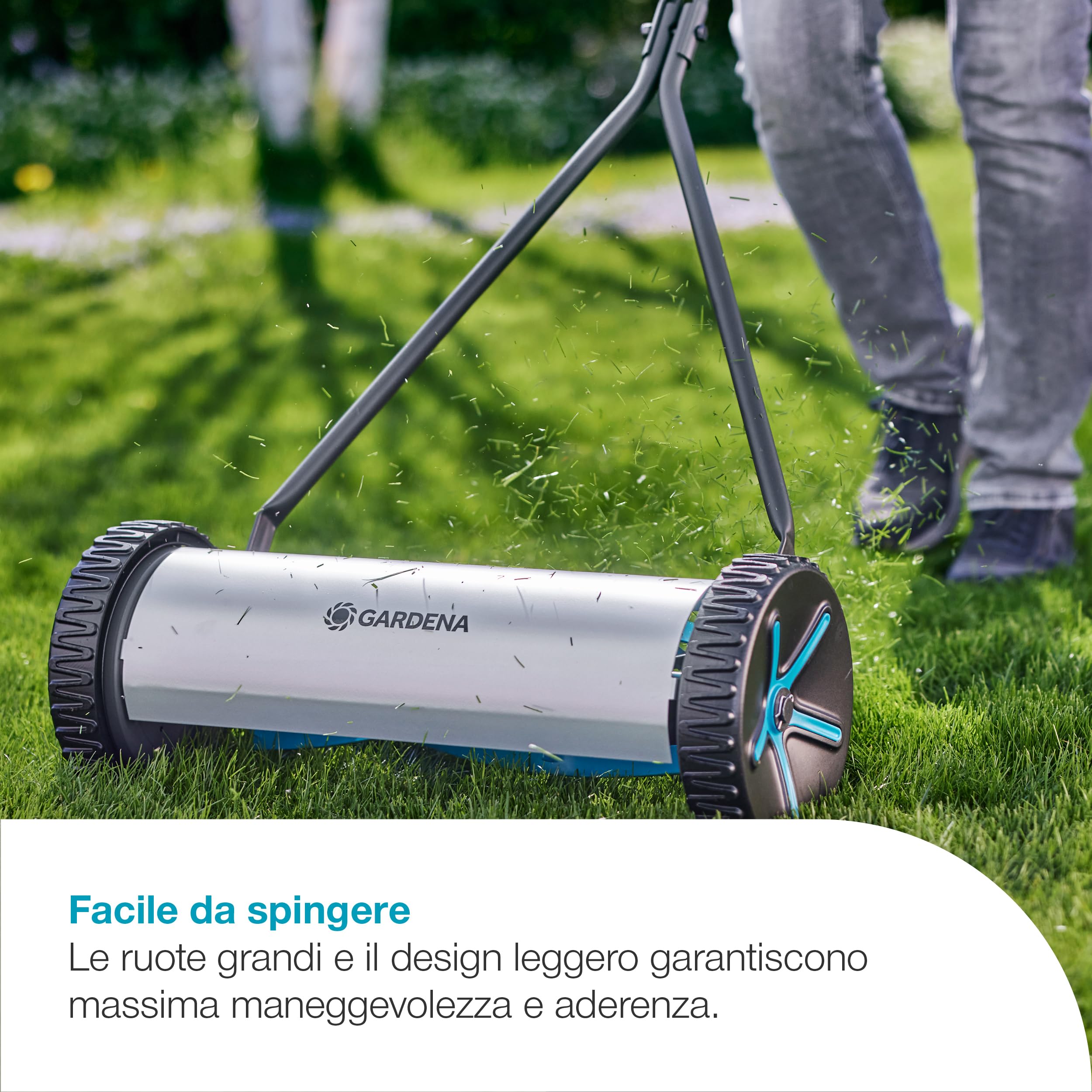 Gardena Rasaprato a Mano Elicoidale Comfort 400 Rasaprato a mano elicoidale: Prato all'Inglese, Larghezza di taglio da 40 cm, Senza fili, Facile da manovrare, Per prati fino a 250 m² (11760-20)