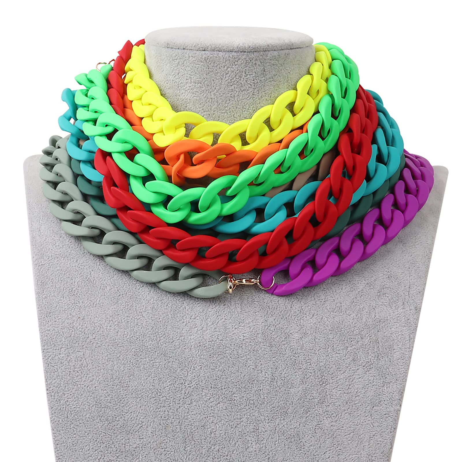Colorate Collane Colorfy Resin Link Catena Candy Acrilic Choker con gradata ficcanaso da Cartone Leggero Punk per Donne di Gioielli Blu