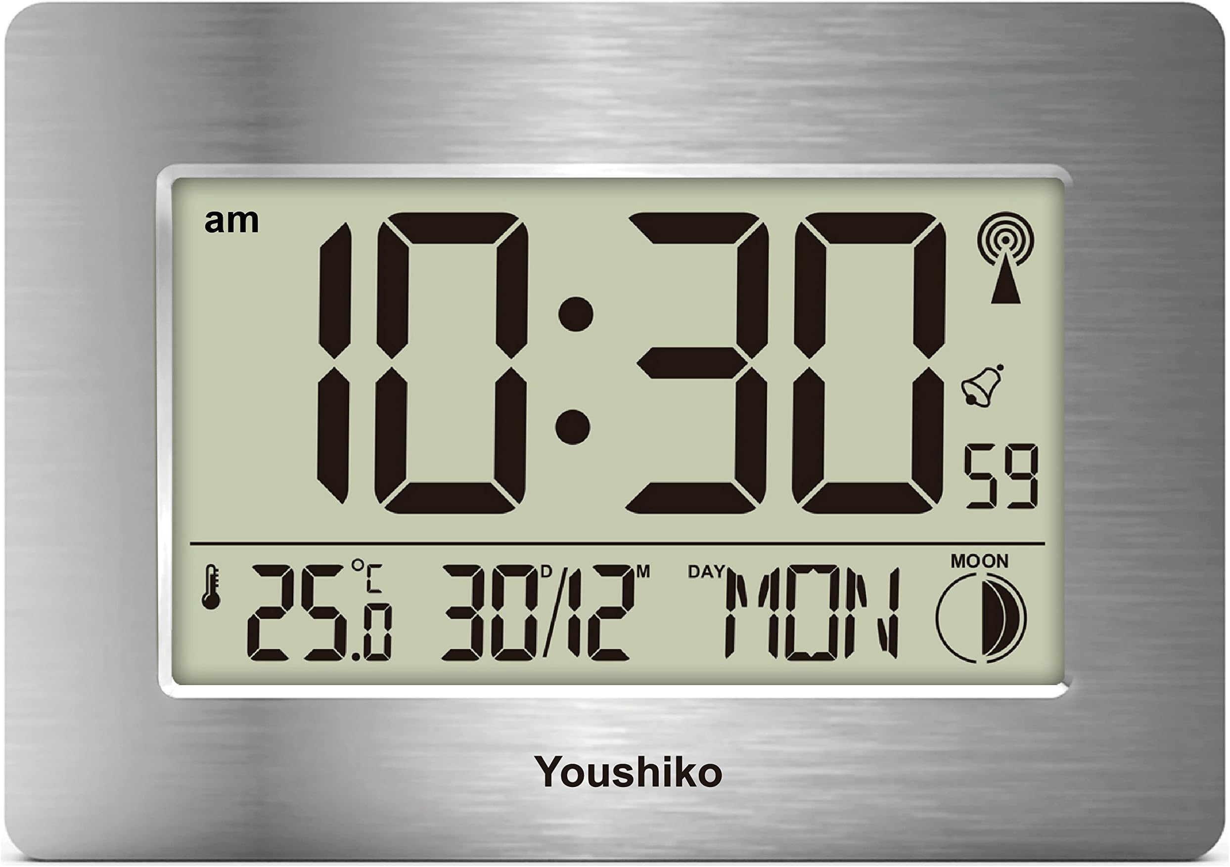 Radio Controlled Wall Clock (Official UK Version) Large Screen LCD Silent Auto Set Up with Day Date Month