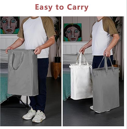 Miniatura 5 de Cesta de lavandería, cesta de ropa sucia con asas, cesta plegable para ropa sucia, cesta alta para lavandería, dormitorio y dormitorio, 12.7 galones