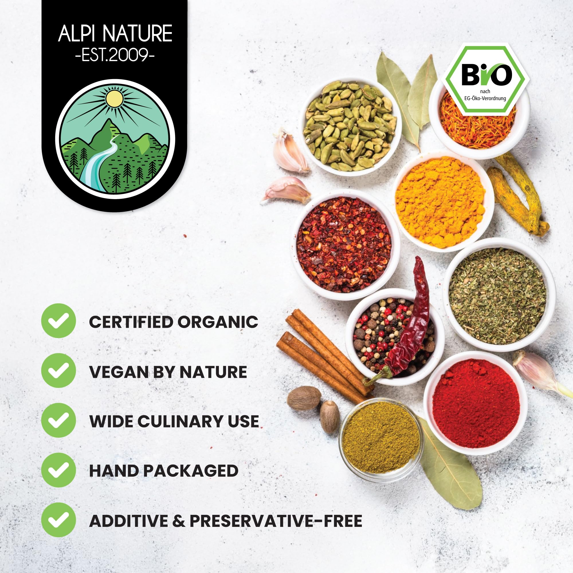 Alpi Nature Ekologiczny Proszek z Imbiru 500g, Suszony Mielony Korzeń Imbiru do Gotowania