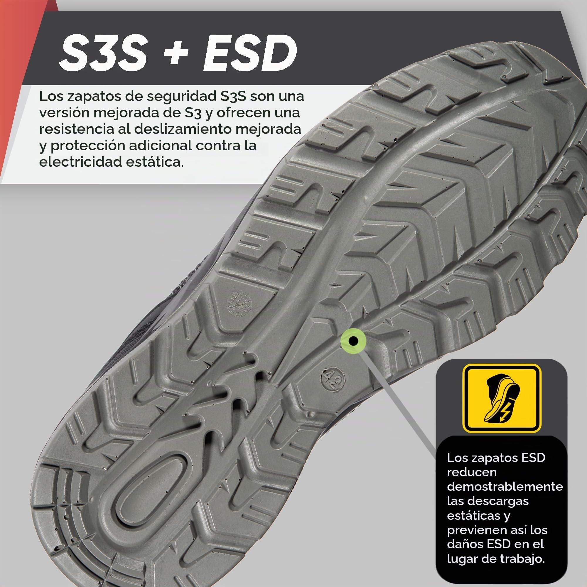 BWOLF Skyler S3S Zapatos de Seguridad para Hombre S3, Impermeables, 4 x 4 Grip Tech, Suela Ergo, ESD