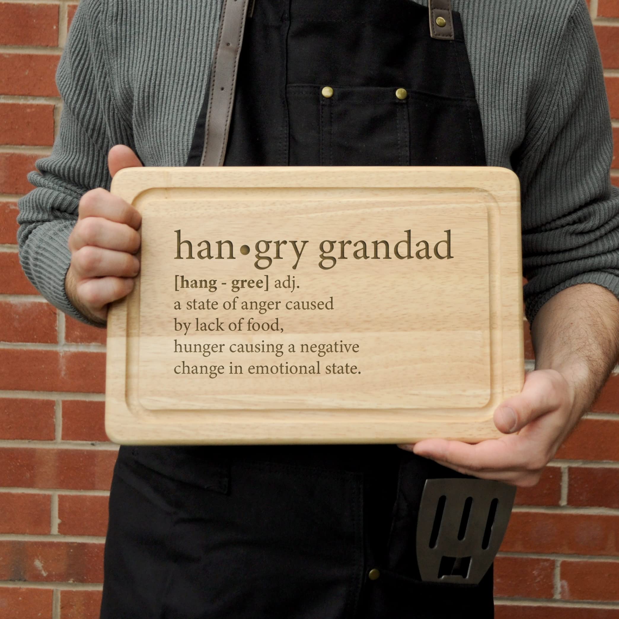 eBuyGB Personalised Cheeseboard Wooden Hangry Grandad Dictionary Definition Rectangle Chopping Board, Wood