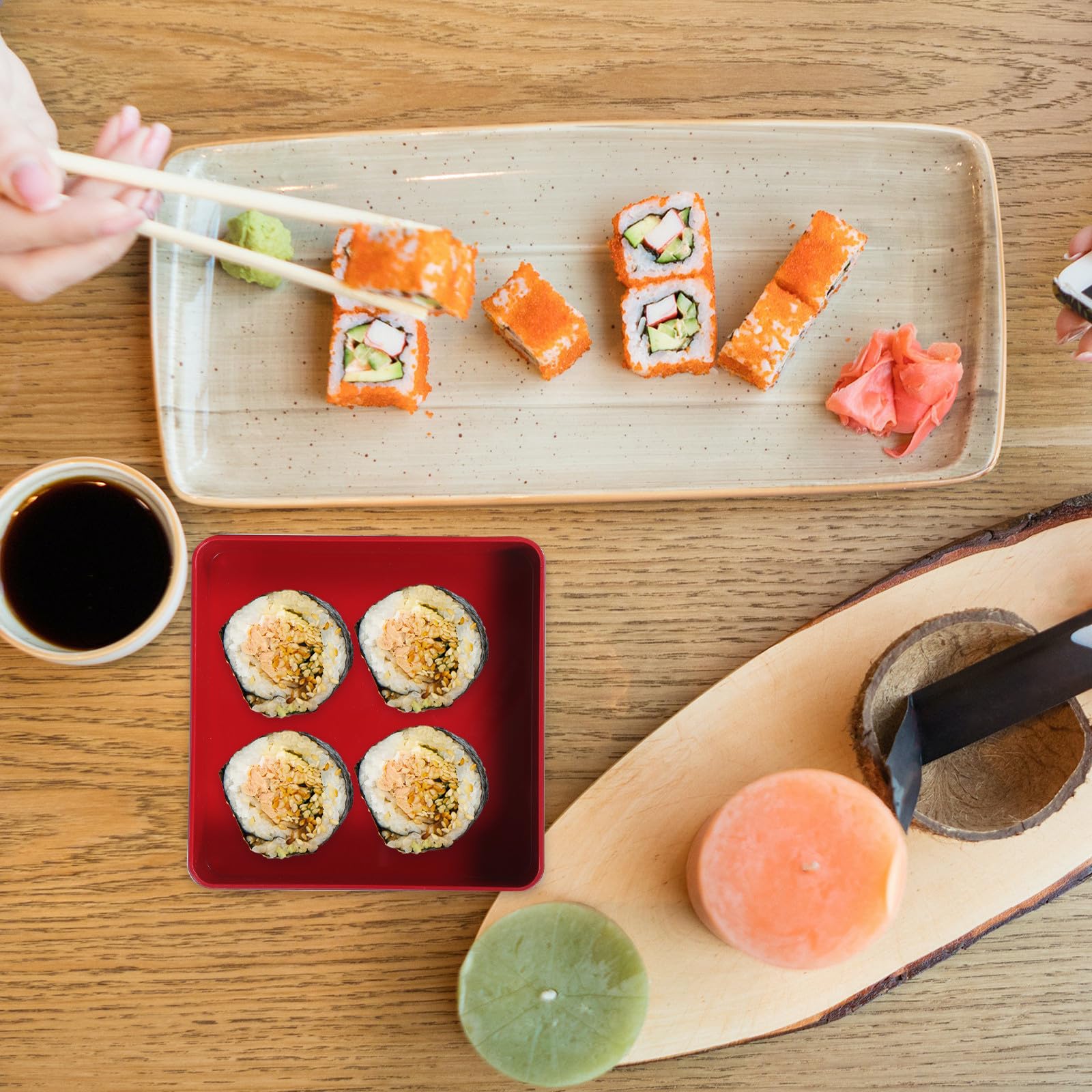 KICHOUSE Scatola Bento Box Giapponese a 3 Strati in Abs Motivo Pine Bamboo Plum, Contenitore Ermetico per Sushi e Riso, Adatto per Pranzo e Picnic