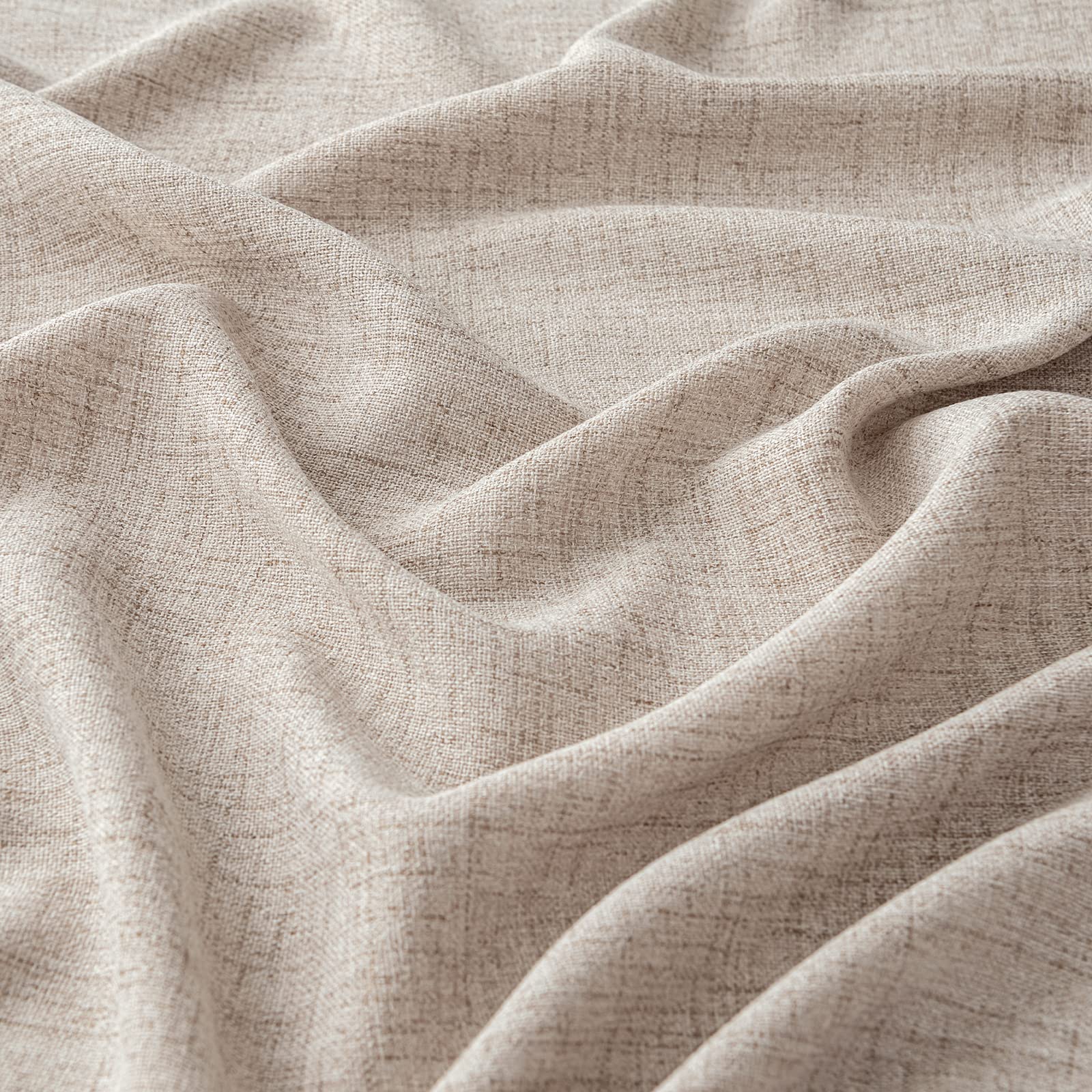 MIULEE Tende Lino con Anelli Effetto Lino Soggiorno Moderna Tenda Voile Semitrasparenti Naturale 2 Pezzi, 140 x 260 cm Cachi