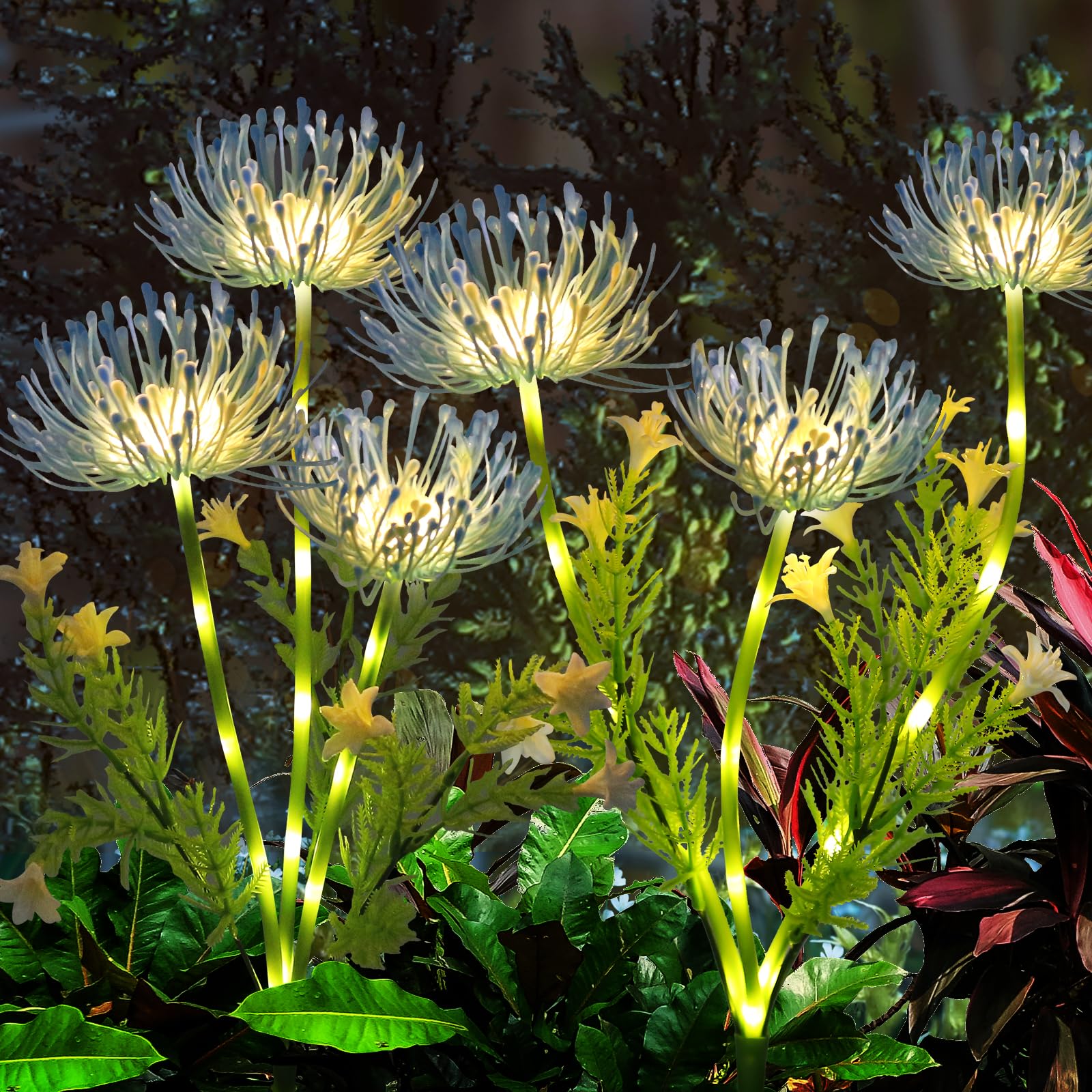 Solar Flowers Lights Outdoor Landscape Lights for Garden Decoration,Patio Decor,Birthday Gifts for Women Mom Wife-Blue 2Pack