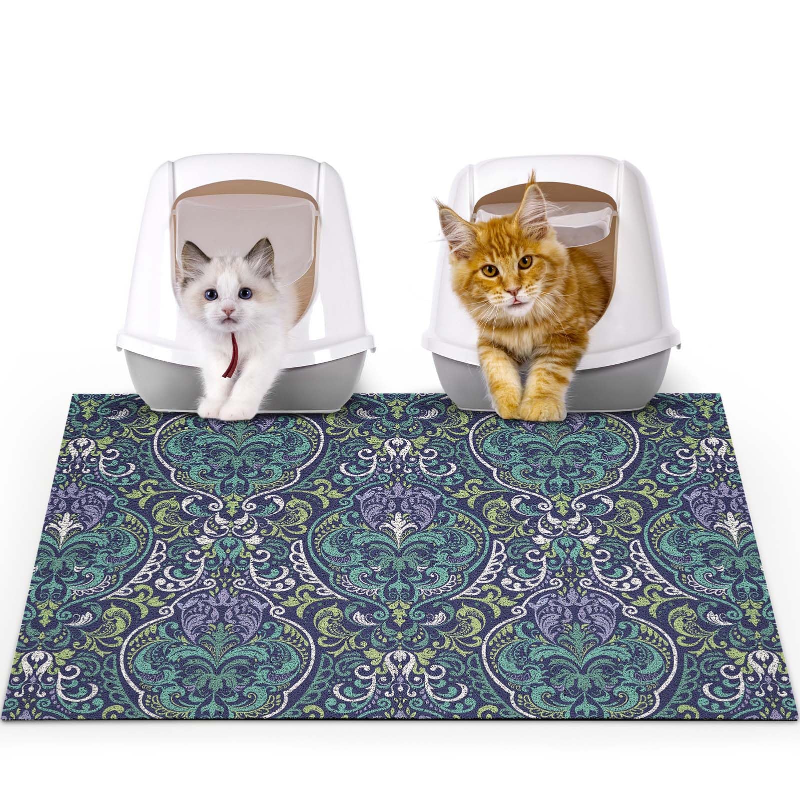 Hedgeink Large Cat Litter Mat Soft Litter Trapping Mat with Non-slip Bottom Litter Box Mat Waterproof Cat Food Mat Easy to Clean Pet Mat for Kitty