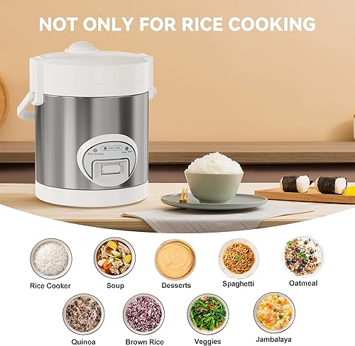 Miniatura 7 de WHITE TIGER Mini olla arrocera de 1.5 litros para 5 tazas sin cocinar (6 tazas cocidas), ollas arroceras inteligentes con un toque y mantenimiento