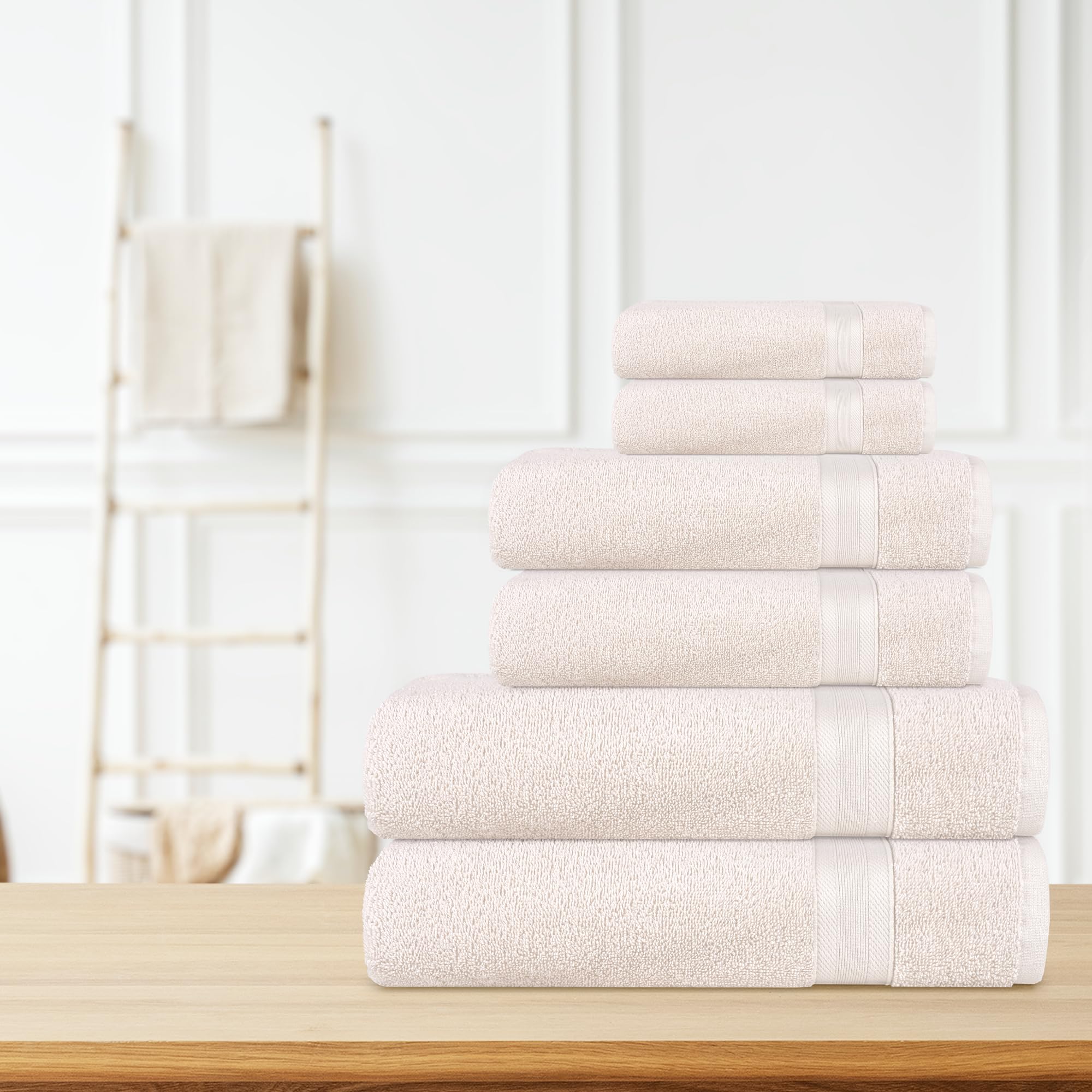 All Design Badetücher, Creme, schnelltrocknend, weich, sehr saugfähig, 100 % Baumwolle, Badetücher für Badezimmer, Pool, Fitnessstudio, Camping, Reisen, Schlafsaal (Elfenbeinspitze)