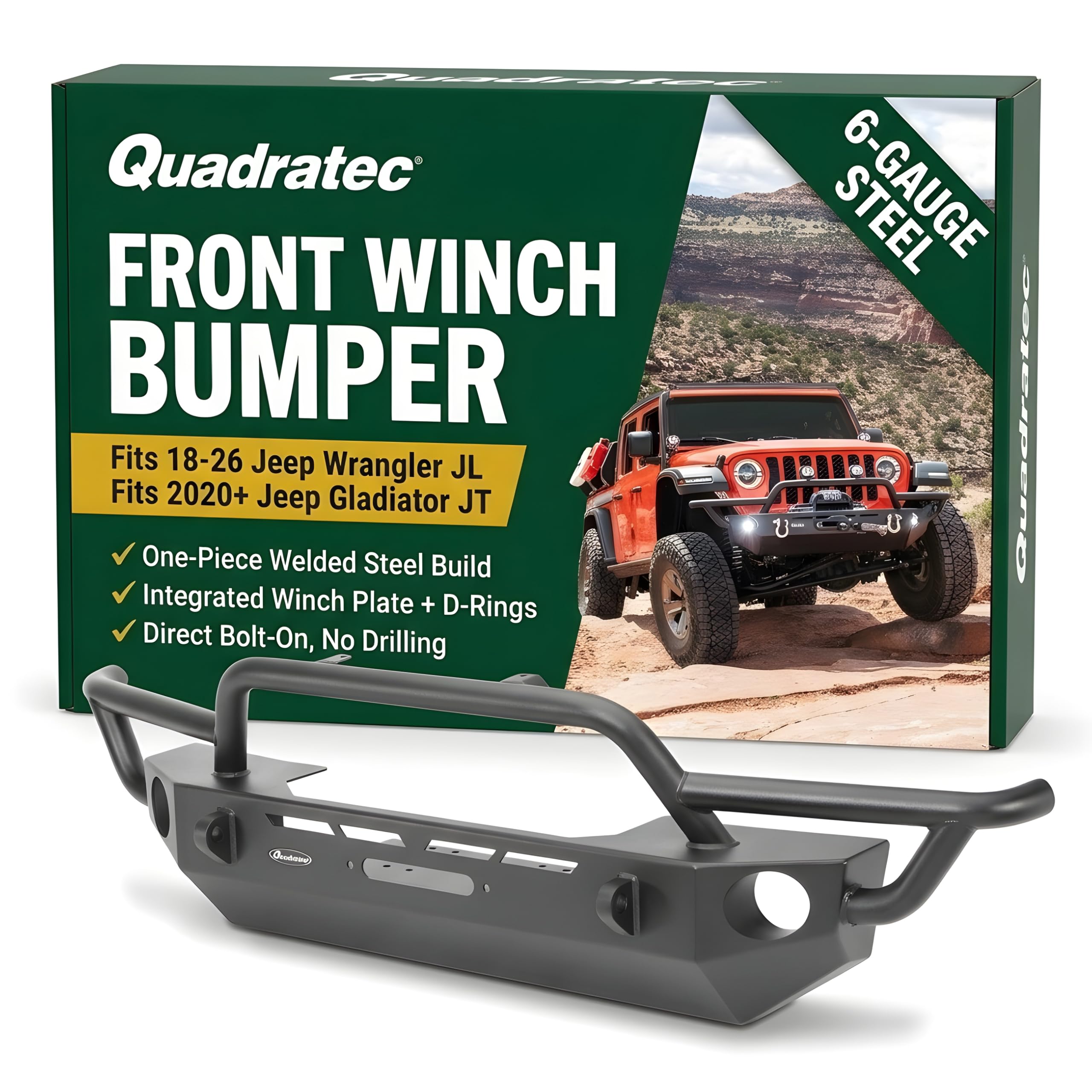 Amazon.com: Quadratec QRC Full Width Front Bumper with Hoop - Fits