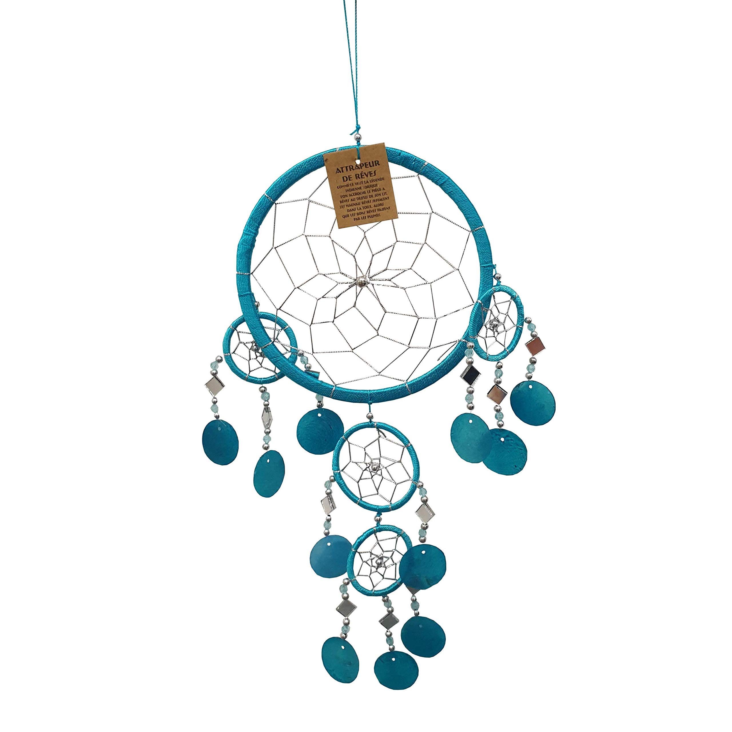 VIE Naturals Capiz Dream Catcher, No Feathers, 16cm, Turquoise