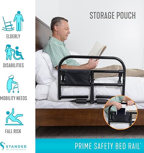 Vista 4 de Stander Riel de cama de seguridad Prime, mango bariátrico para adultos, personas mayores y ancianos, barandilla extraíble y asistencia de soporte