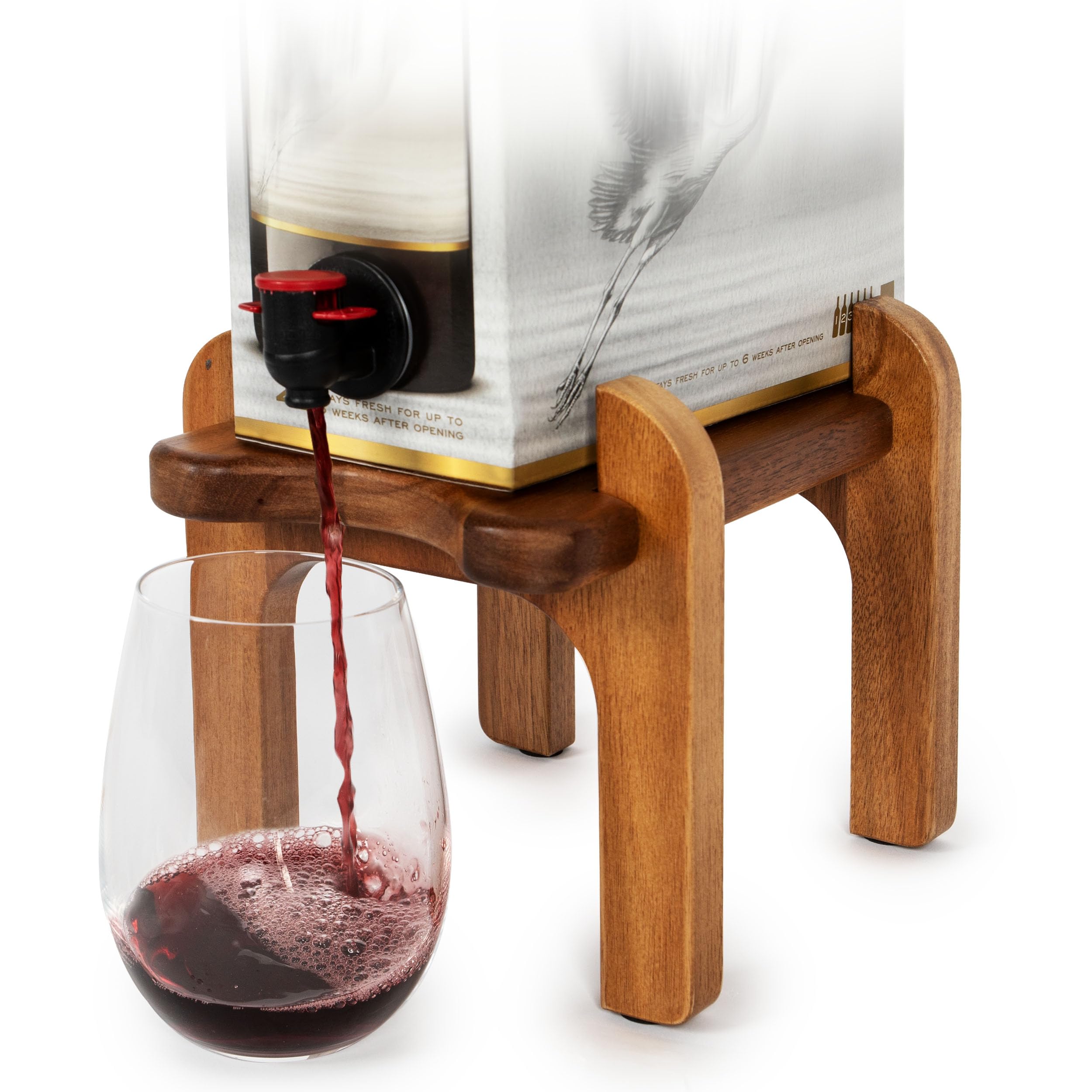 Box Wine Holder - Sturdy Acacia Wood Stand - Boxed Wine Dispenser Compatible with Franzia Boxed Wine - Large