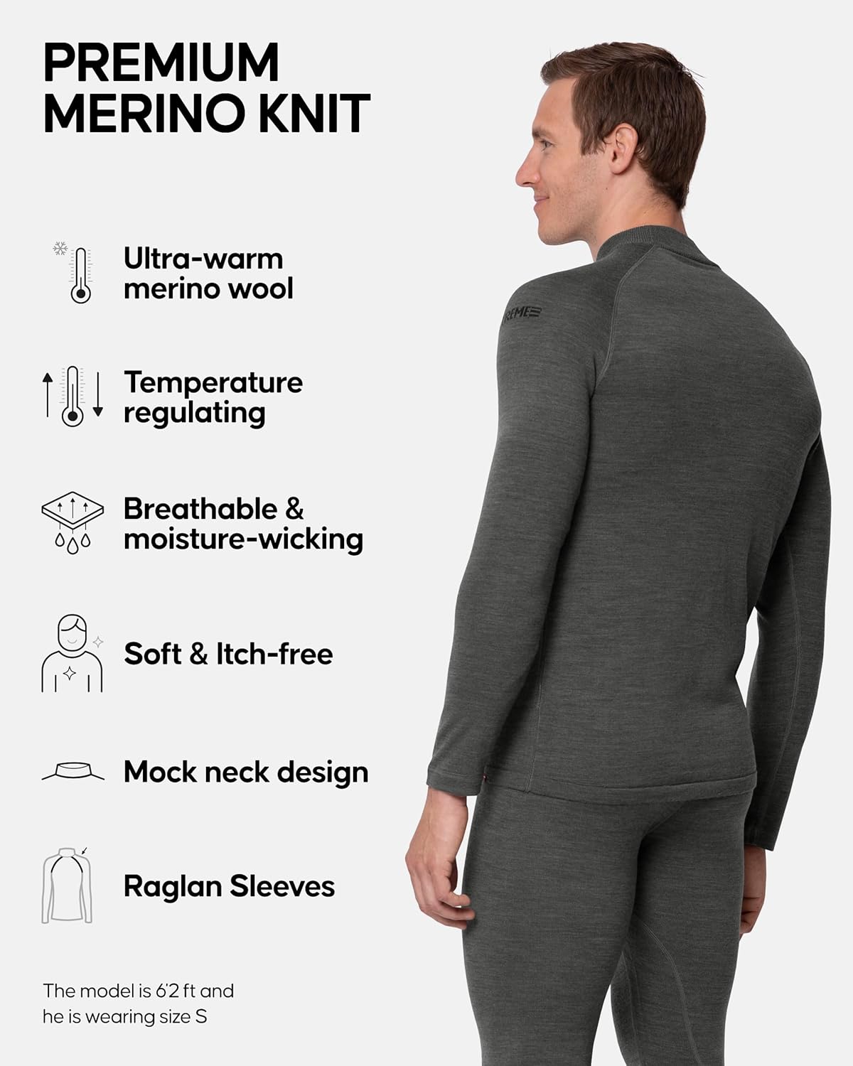 DANISH ENDURANCE Merino Wool Men's Thermal Tops for The Extreme Cold, Heavyweight, Warm Thermal Underwear for Winter - Image 2
