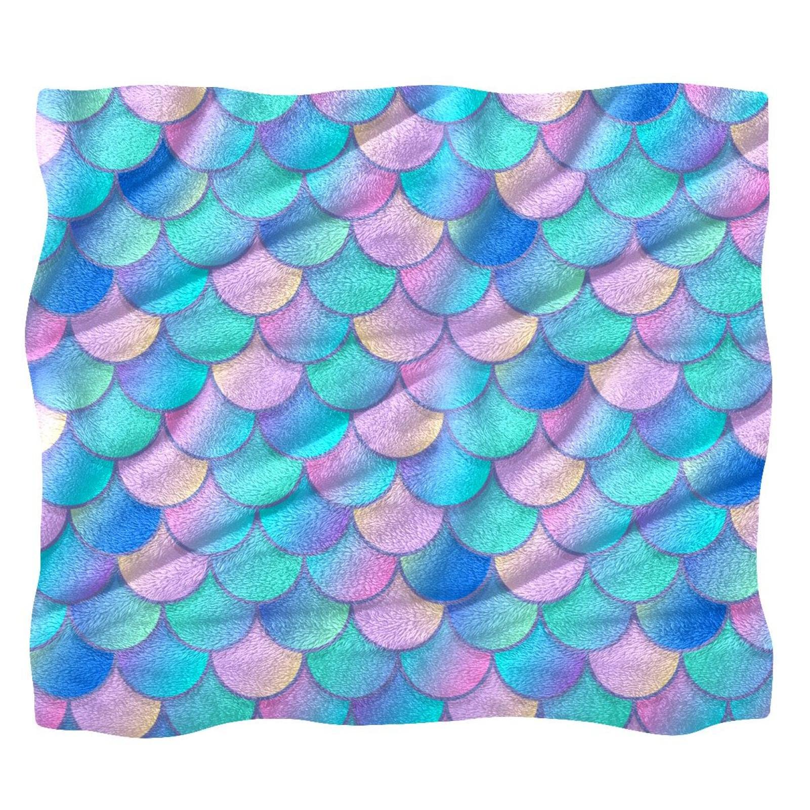 Couverture polaire douce anti-bouloche à motif écailles pour canapé